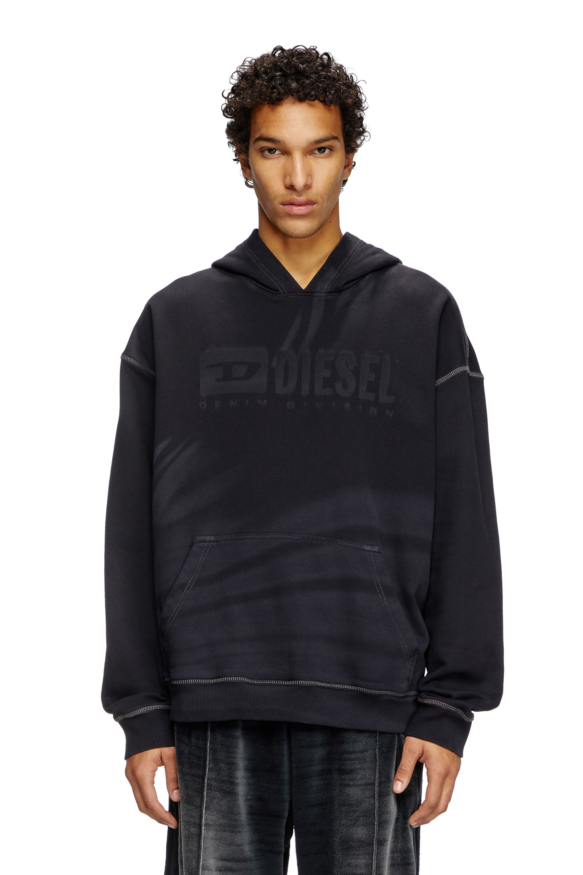 Diesel - S-BOXT-HOOD-R9, Hoodie con logo sfumato al laser Uomo in Nero - 3