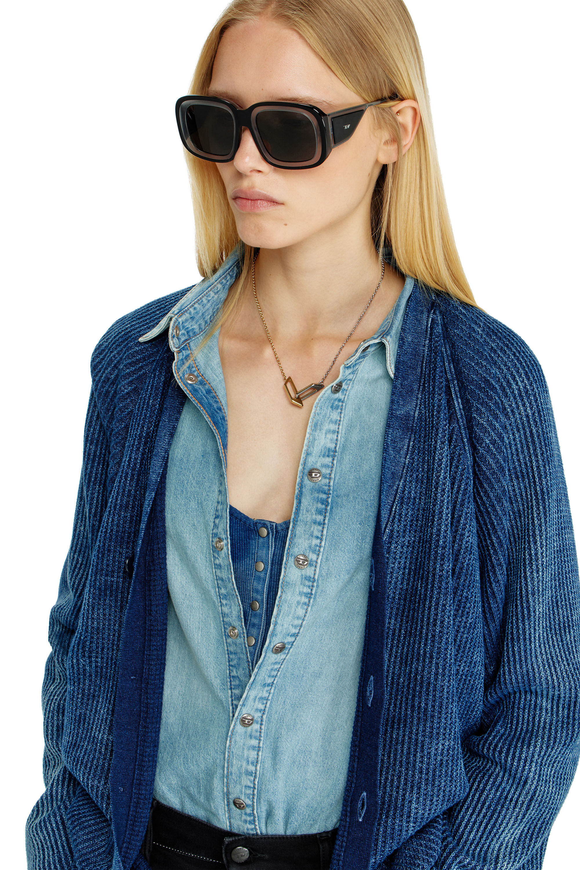 Diesel - 0DL2015U, Occhiali da sole quadrati Unisex in Nero - 4