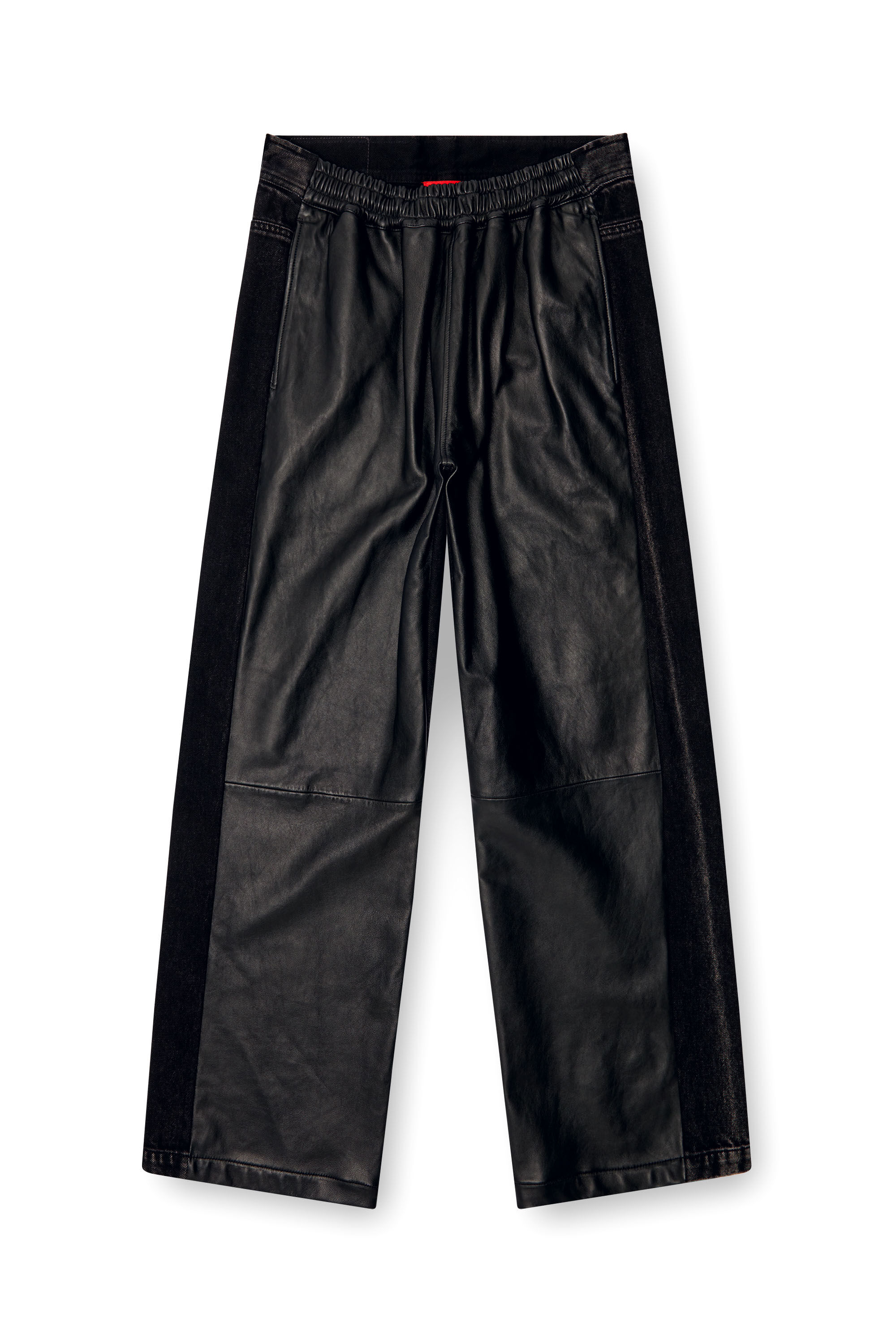 Diesel - P-OCHS, Pantaloni ibridi in denim e pelle Uomo in Nero - 2
