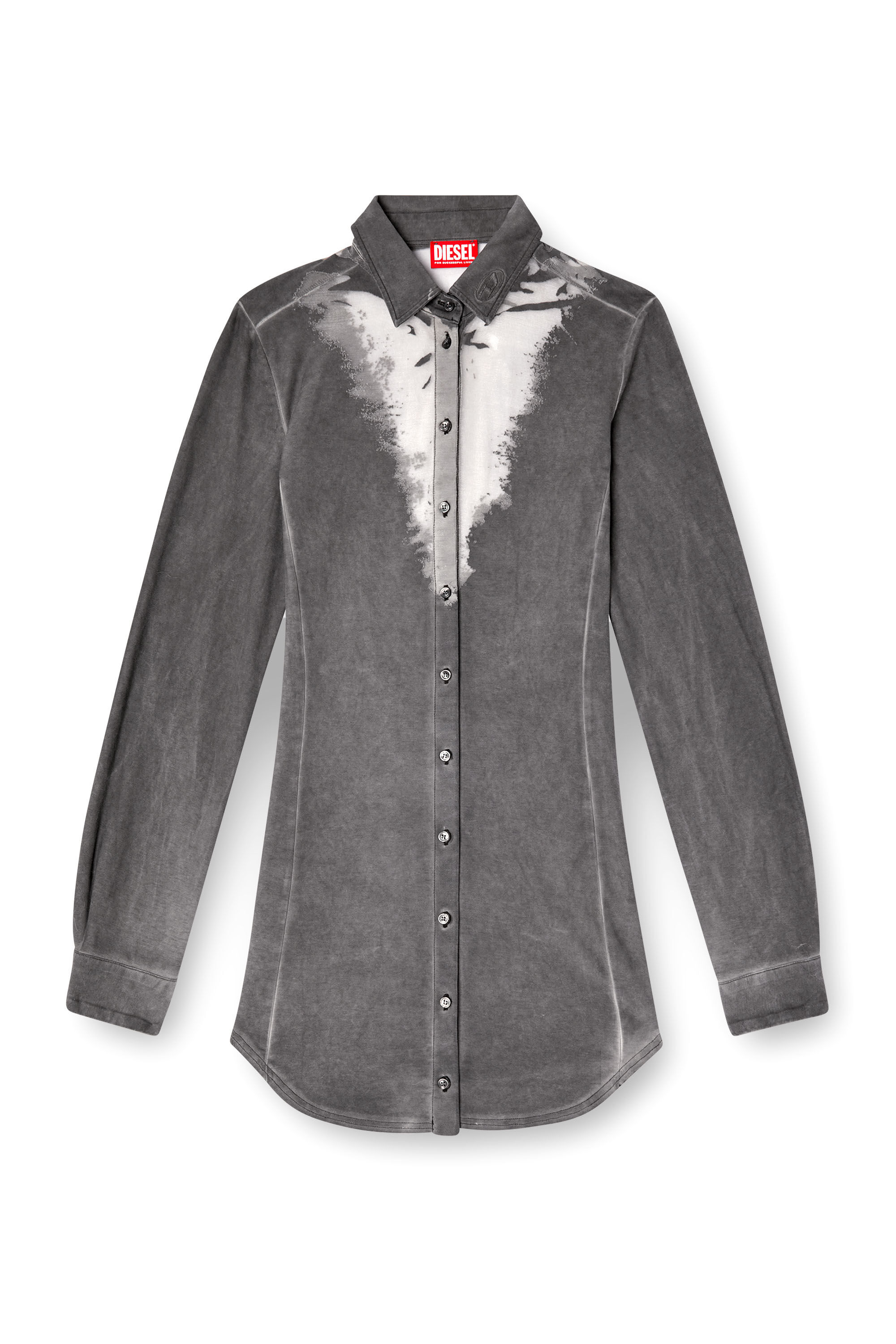 Diesel - D-GISELD-P1, Abito a camicia con macchie dévoré Donna in Grigio - 2