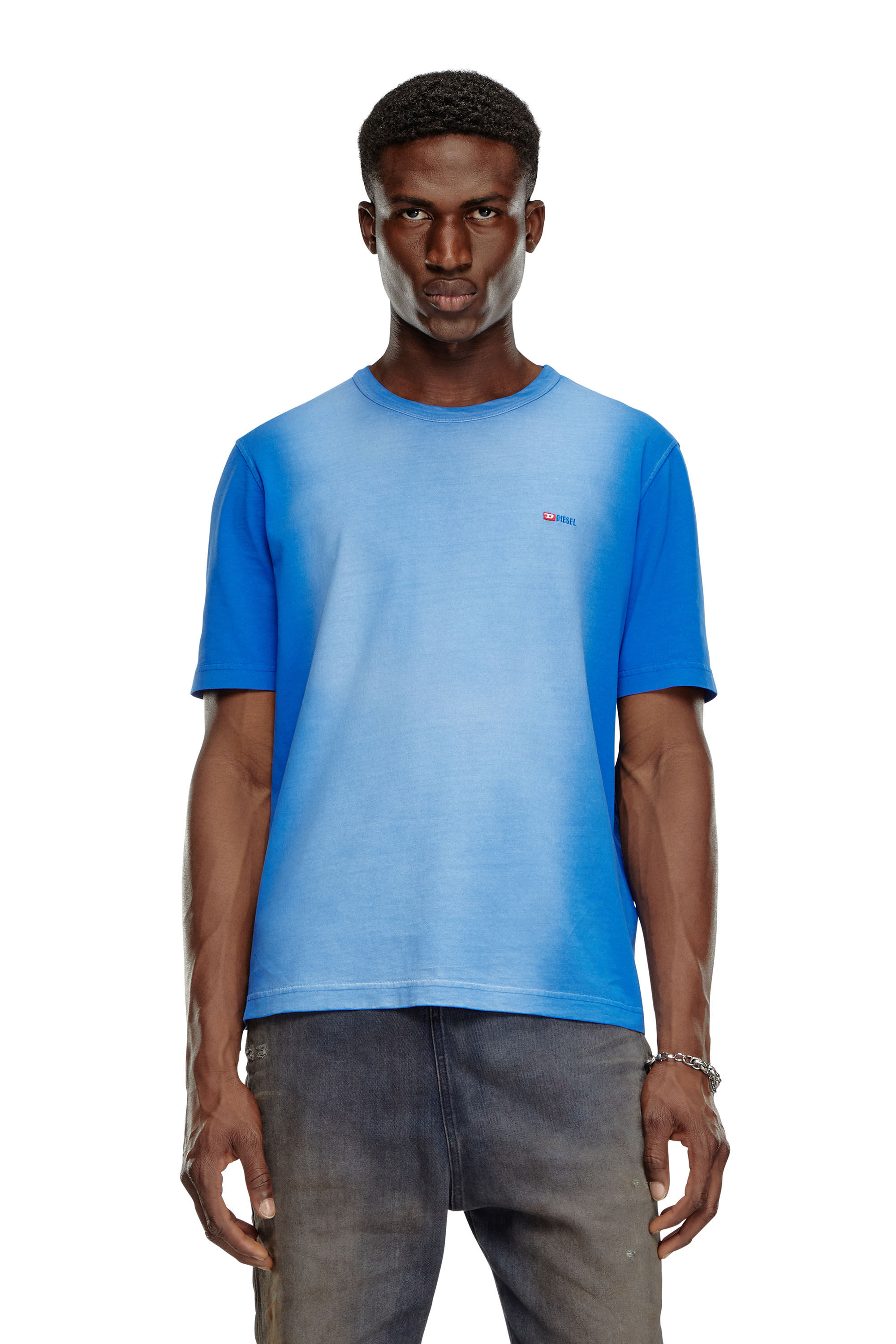 Diesel - T-ADJUST-Q2, Uomo T-shirt in jersey di cotone effetto spray in Blu - Image 3