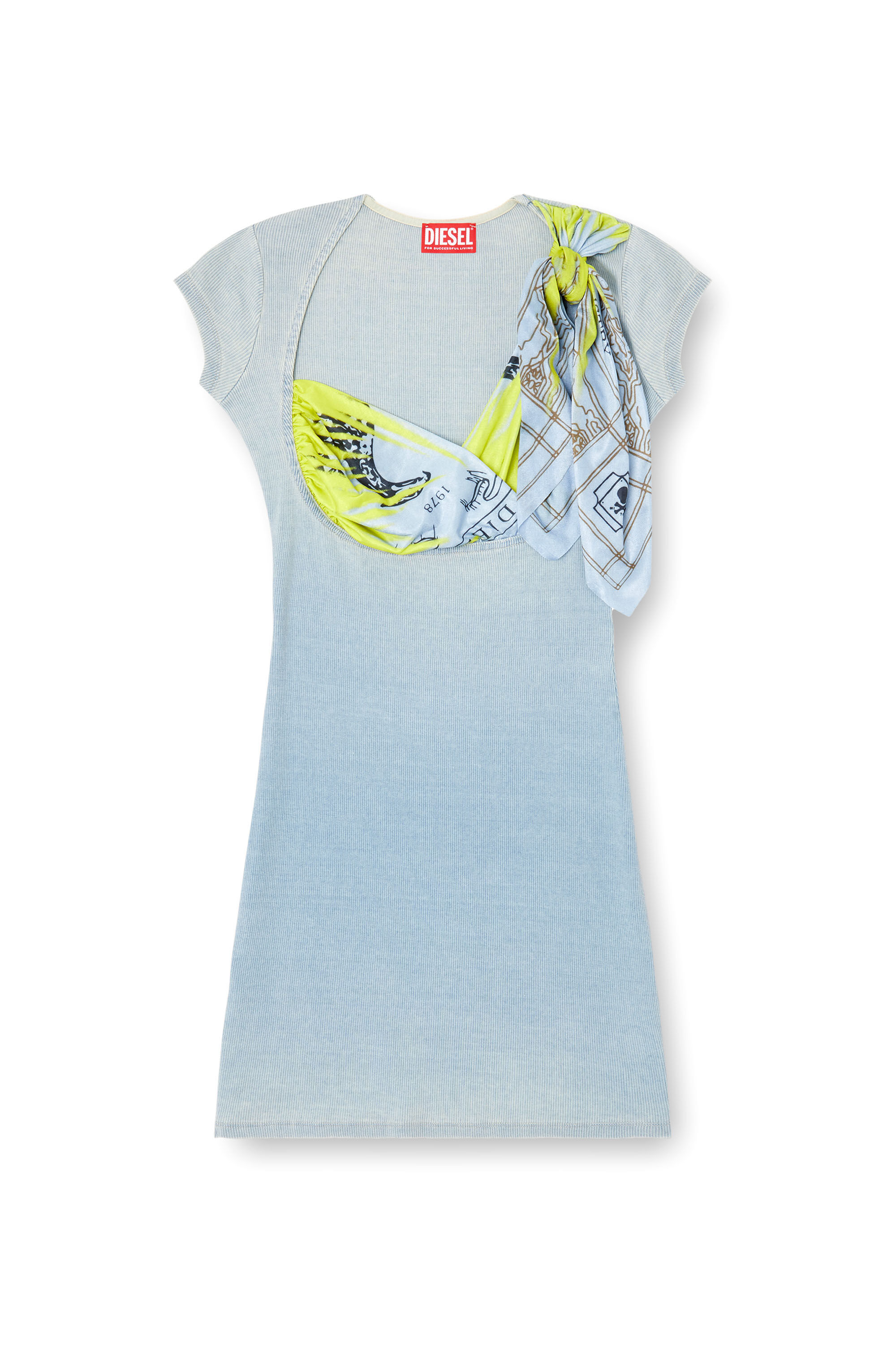 Diesel - D-LERYN, Minidress con inserto bandana effetto lingerie Donna in Blu - 2