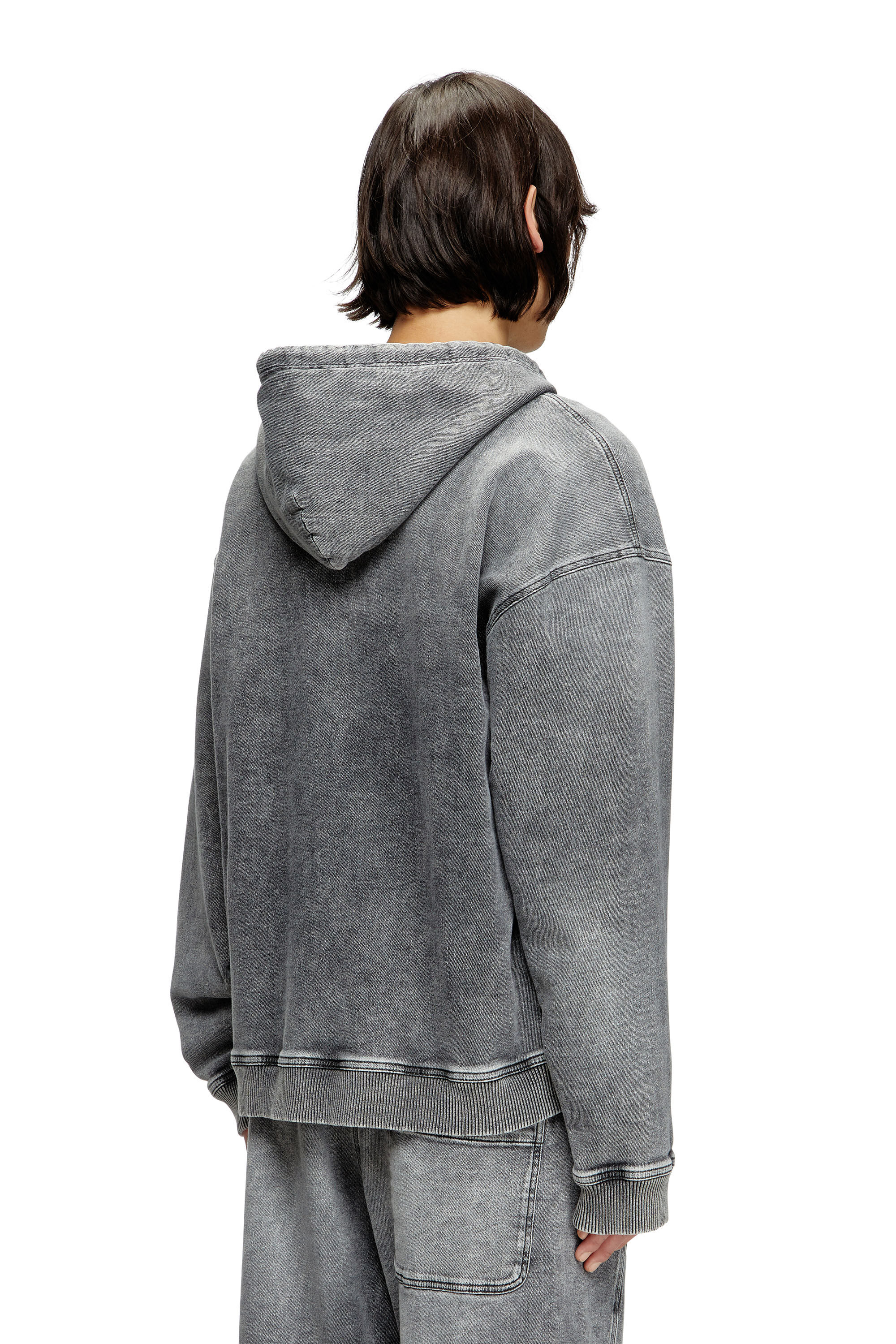 Diesel - HS D-GIRI-S TRACK, Hoodie con zip in Track Denim marmorizzato Unisex in Grigio - 4