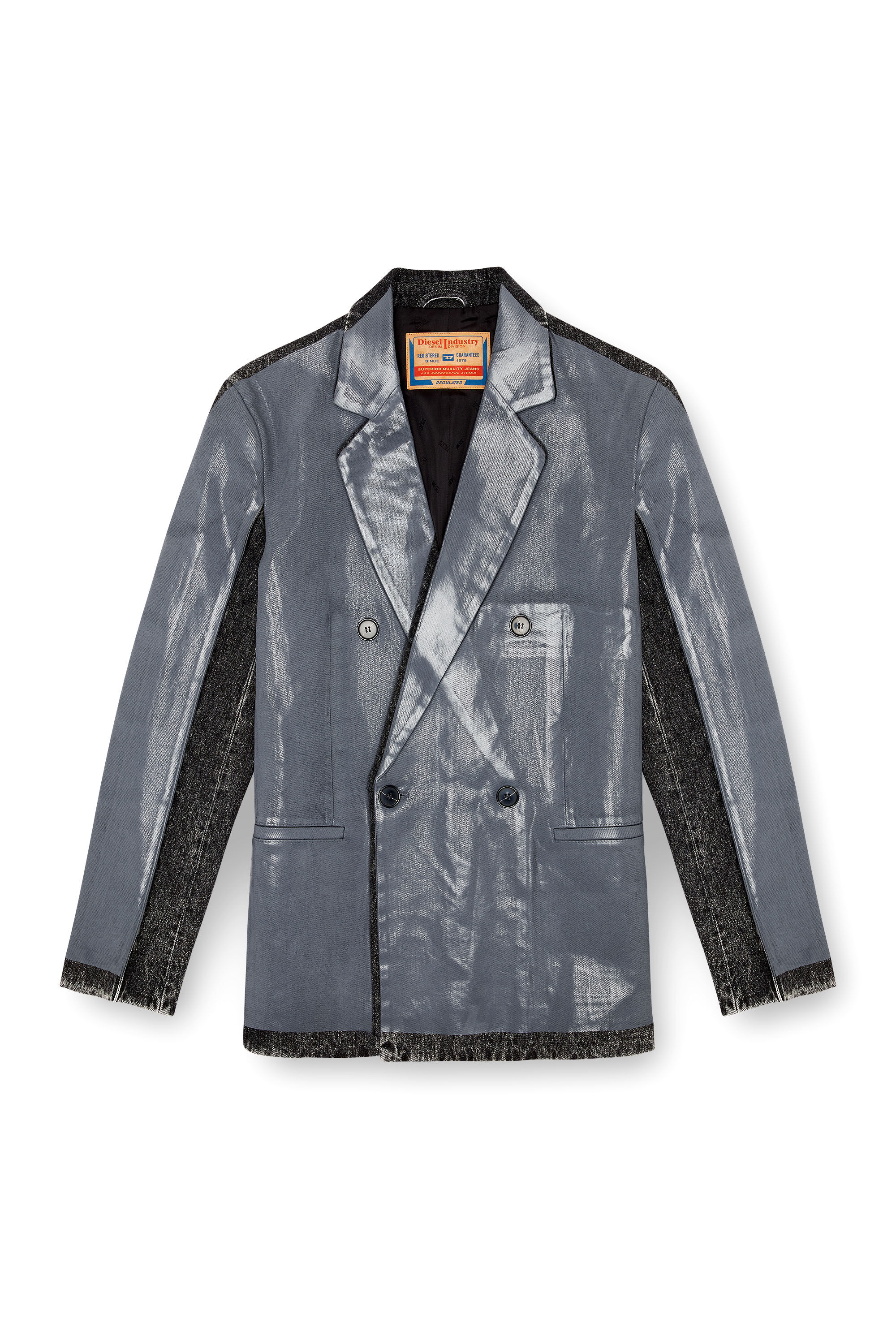 Diesel - D-KOT-FSF, Blazer in denim con dettagli coated Uomo in Grigio - 2