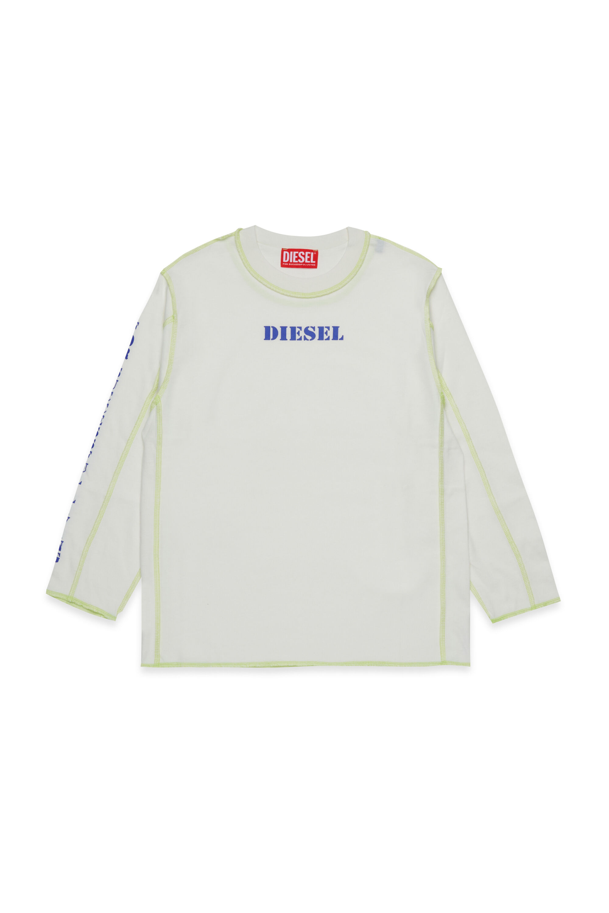 Diesel - TCRAORLS OVER, T-shirts in cotone con cuciture a contrasto Uomo in Bianco - 1