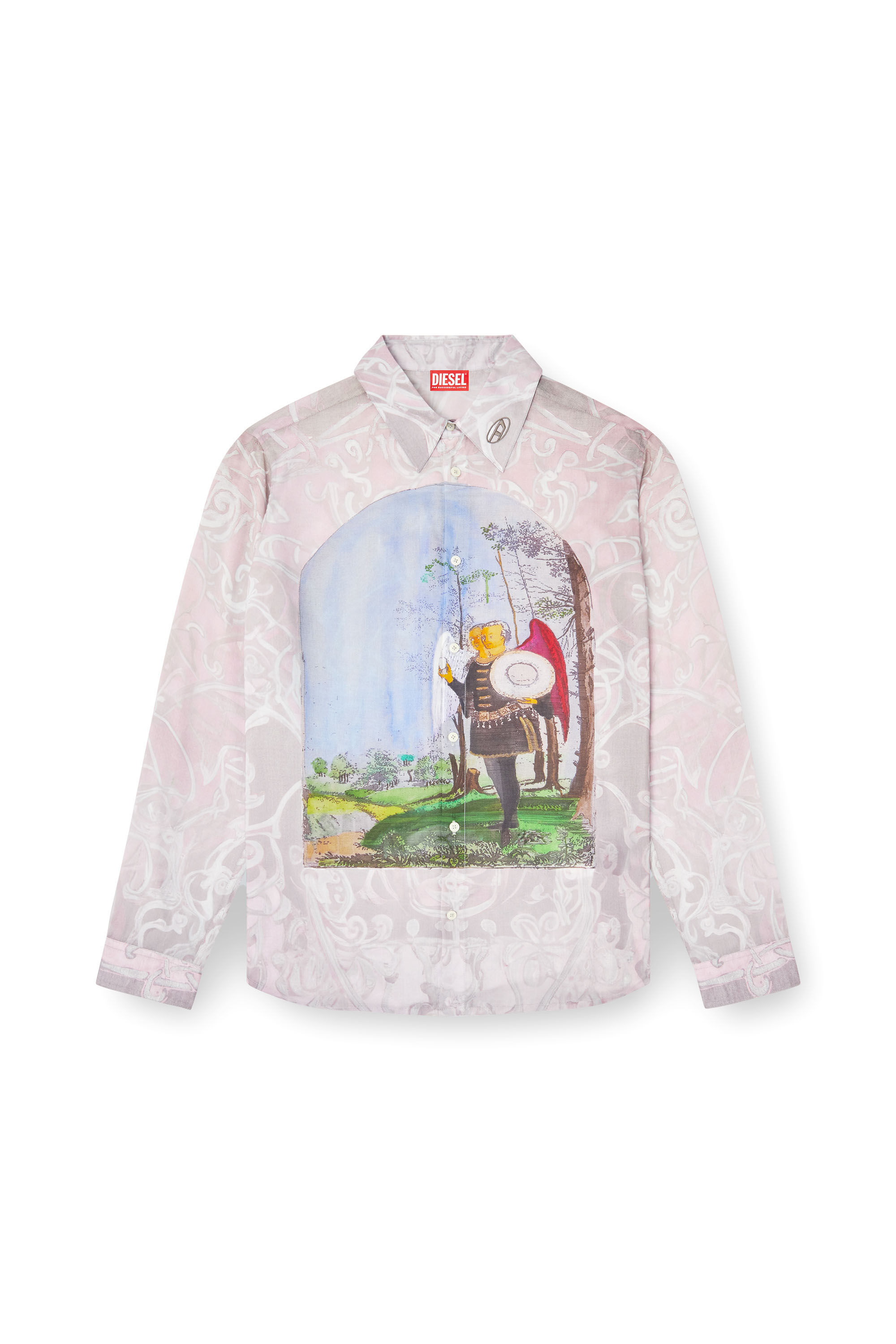 Diesel - S-SIMPLY-A-AJFW, Camicia con stampe medievali Unisex in Rosa - 2