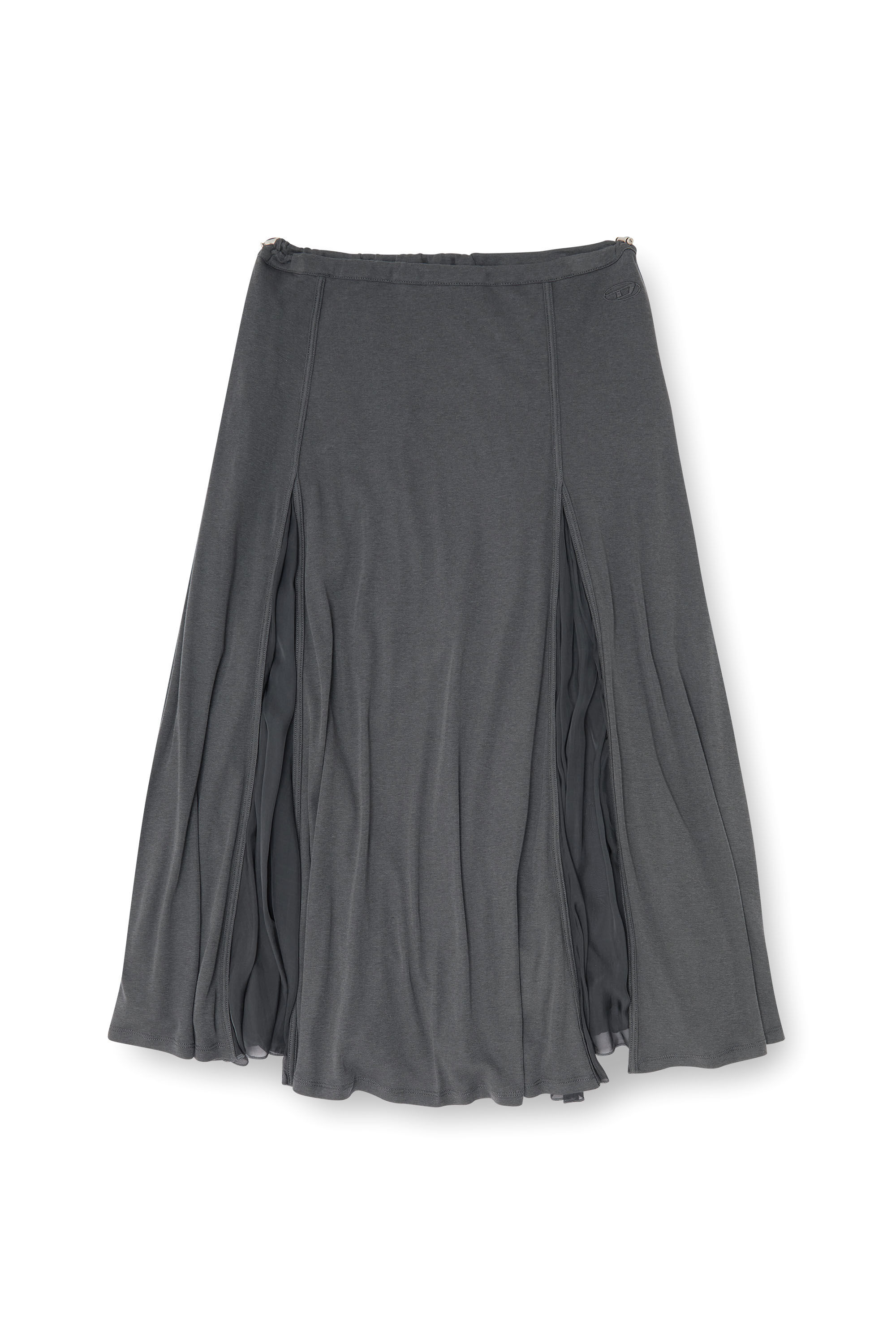 Diesel - O-LONGREI, Gonna midi in jersey a costine e chiffon Donna in ToBeDefined - 2