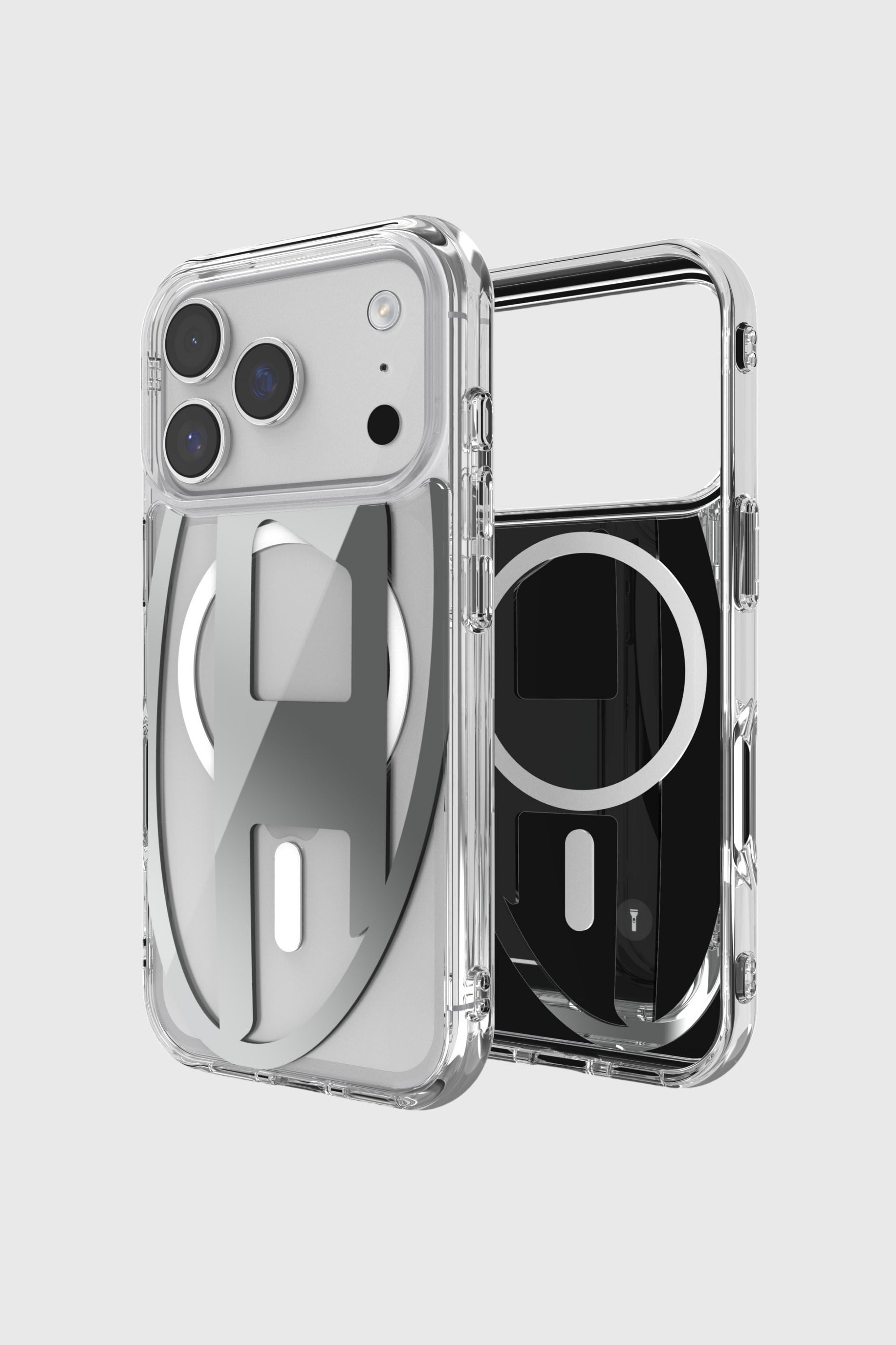 Diesel - 60413 AOP CASE, Custodia Oval D Metallic con Magsafe per iPhone 17 Pro Unisex in Grigio - 1