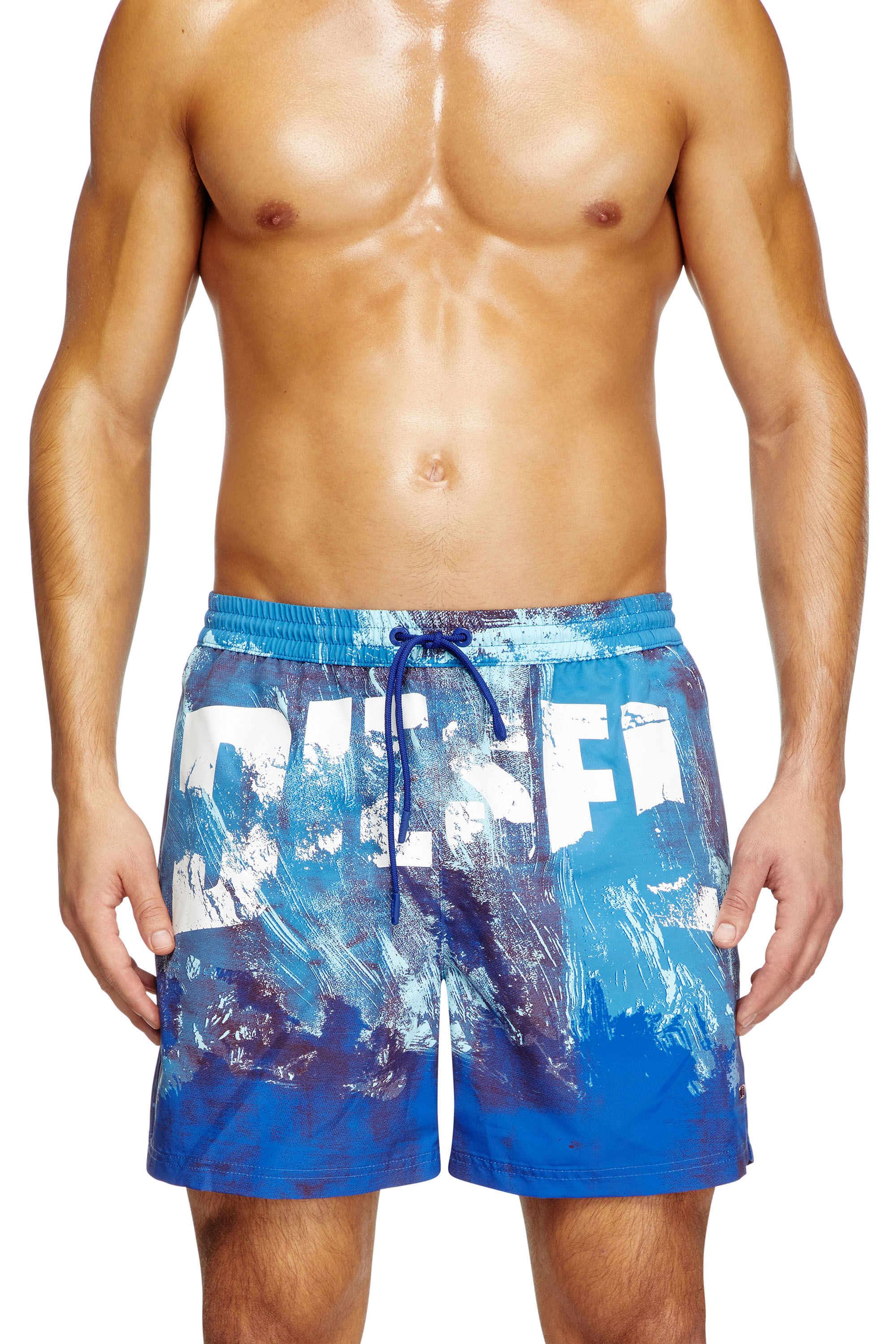 Diesel - RIO-41-D-POP, Pantaloncini da mare con stampa grafica Uomo in Blu - 1