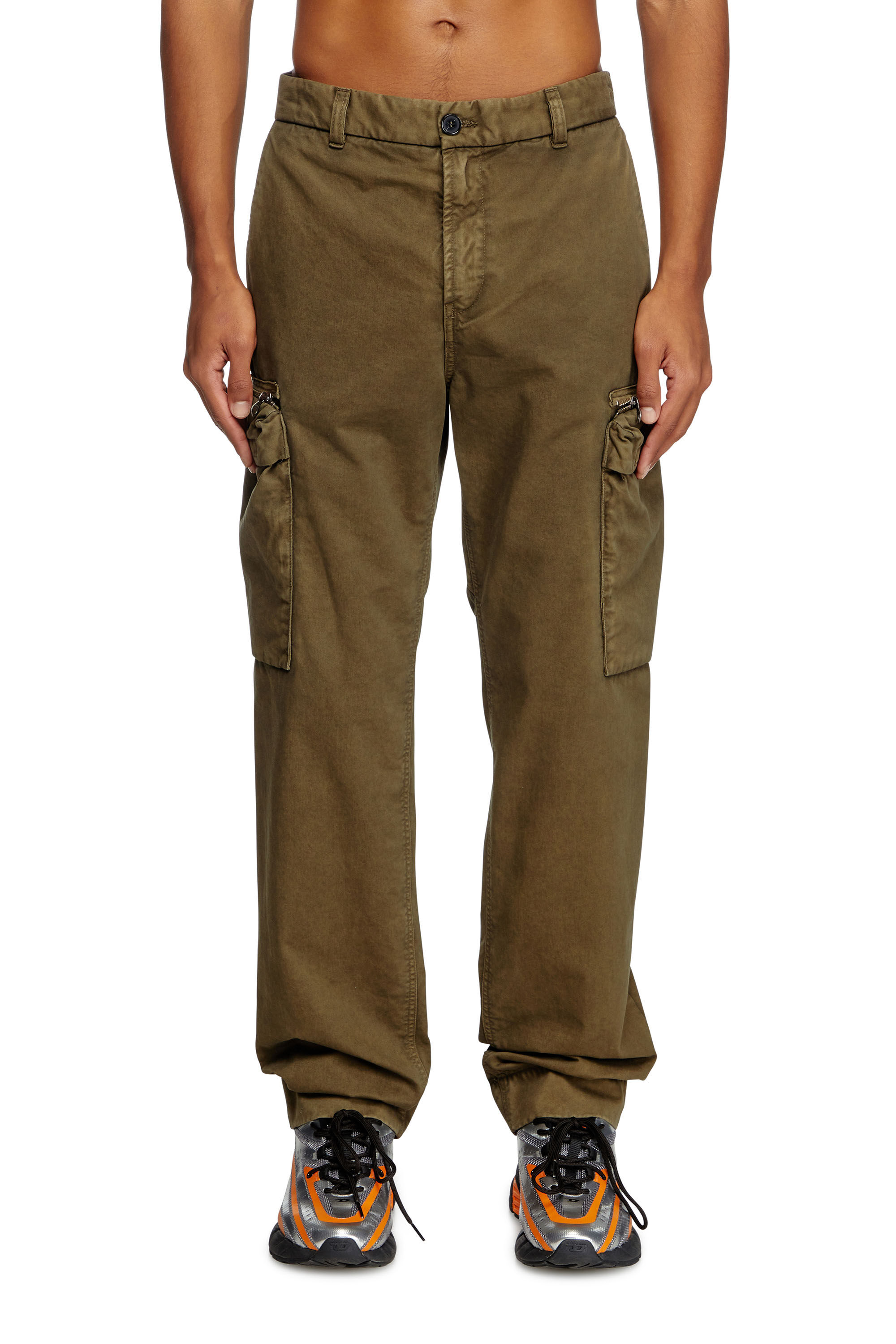 Diesel - P-YE, Pantaloni in twill vellutato sfumato Uomo in Verde - 3