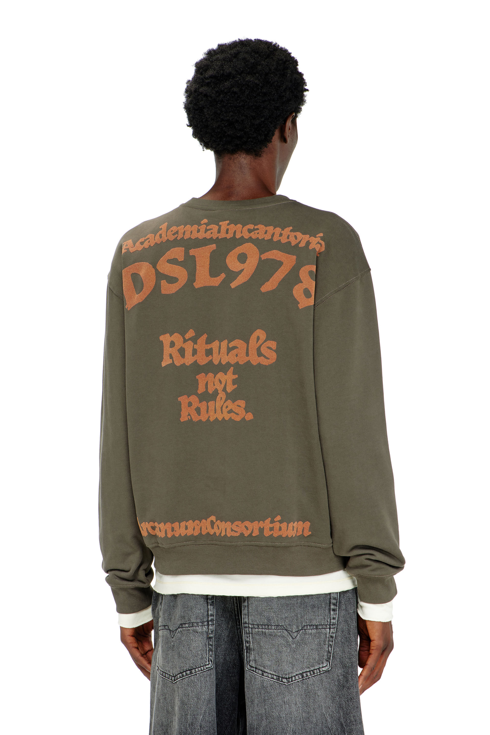 Diesel - S-NORM-AA4, Felpa con ricamo e stampa flock Uomo in Verde - 4
