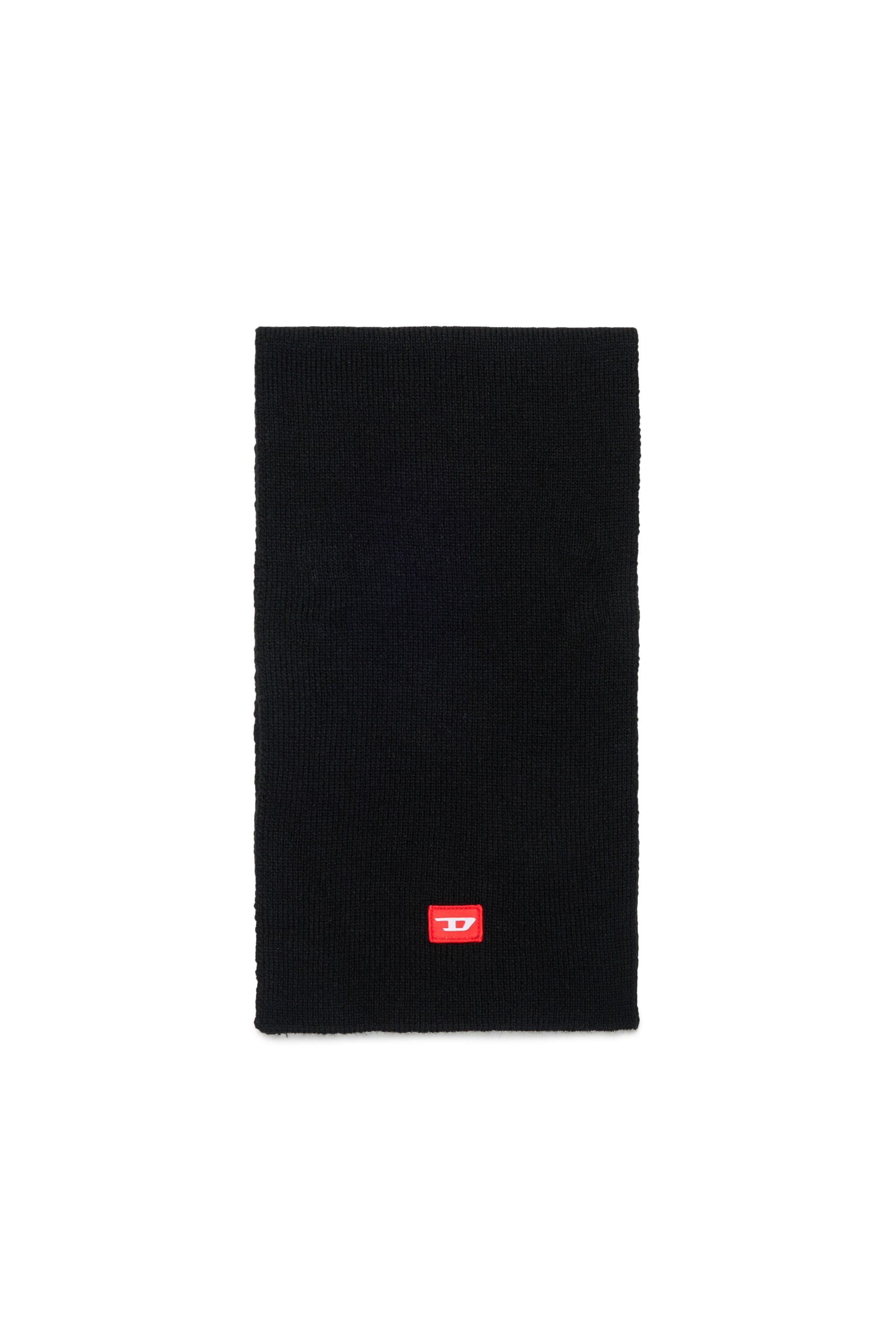 Diesel - RLOT, Sciarpa in misto lana con patch logo D Unisex in Nero - 1