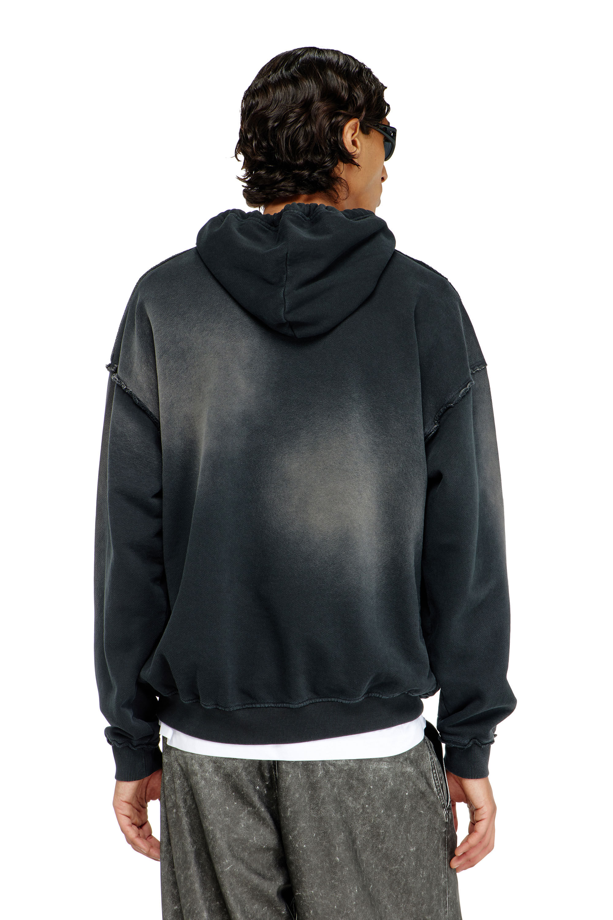 Diesel - S-POCK-HOOD, Hoodie in cotone faded con dettagli sfrangiati Uomo in ToBeDefined - 4