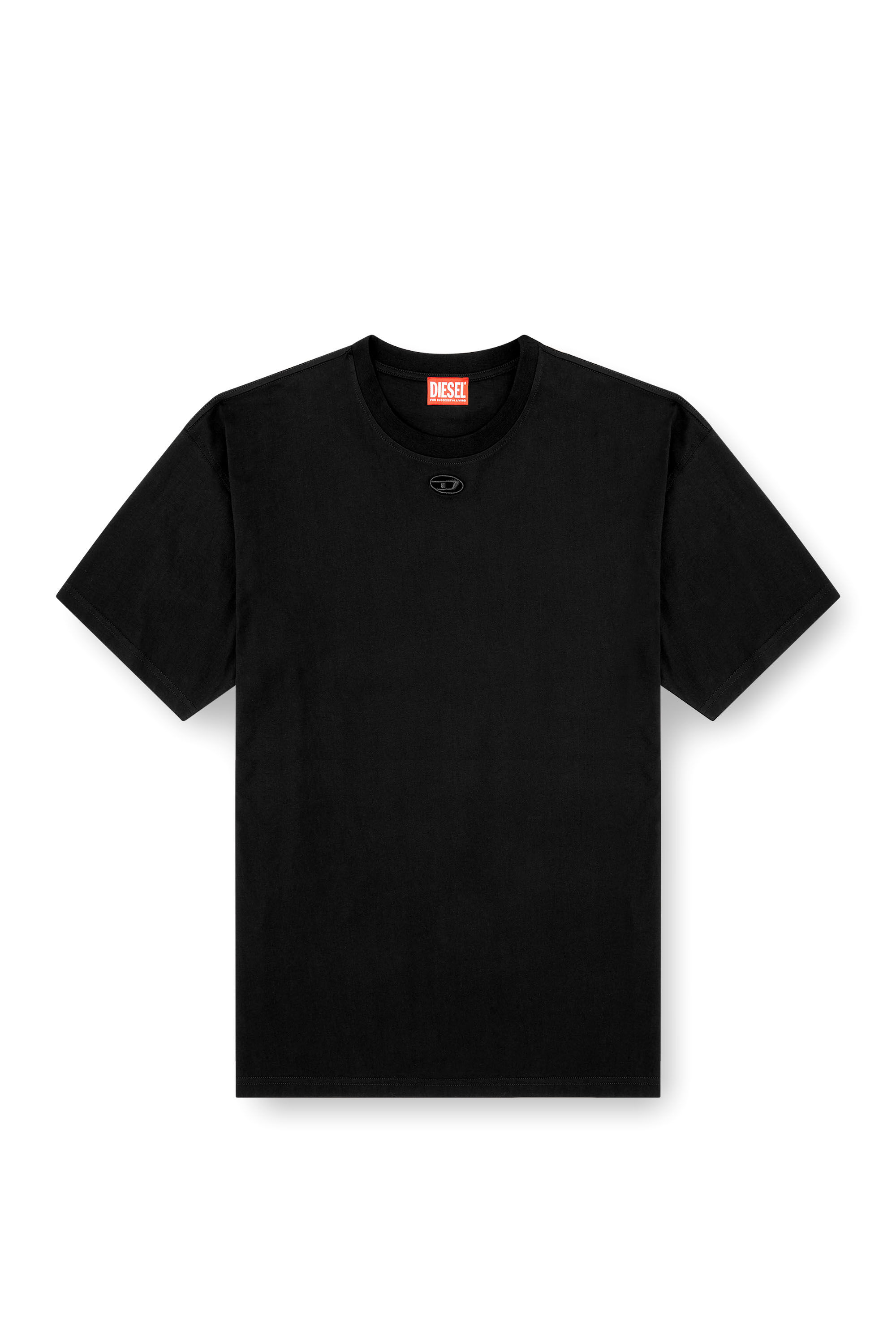 Diesel - T-BOXT-DCO, T-shirt in cotone dalla vestibilit&agrave; rilassata con ricamo Oval D Uomo in Nero - 2