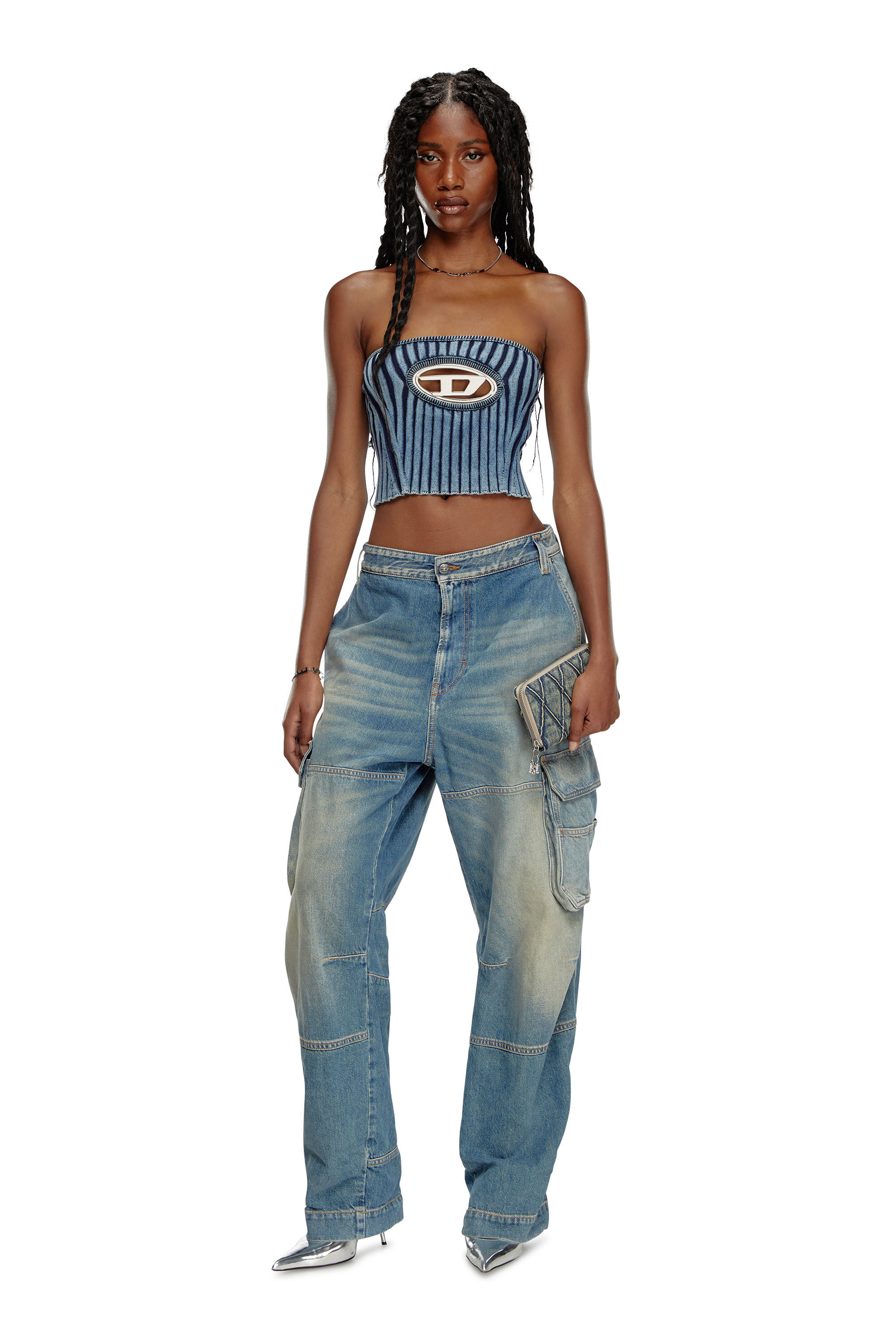 M CLARKSVILLE Donna top cut out a fascia placca D logo Diesel