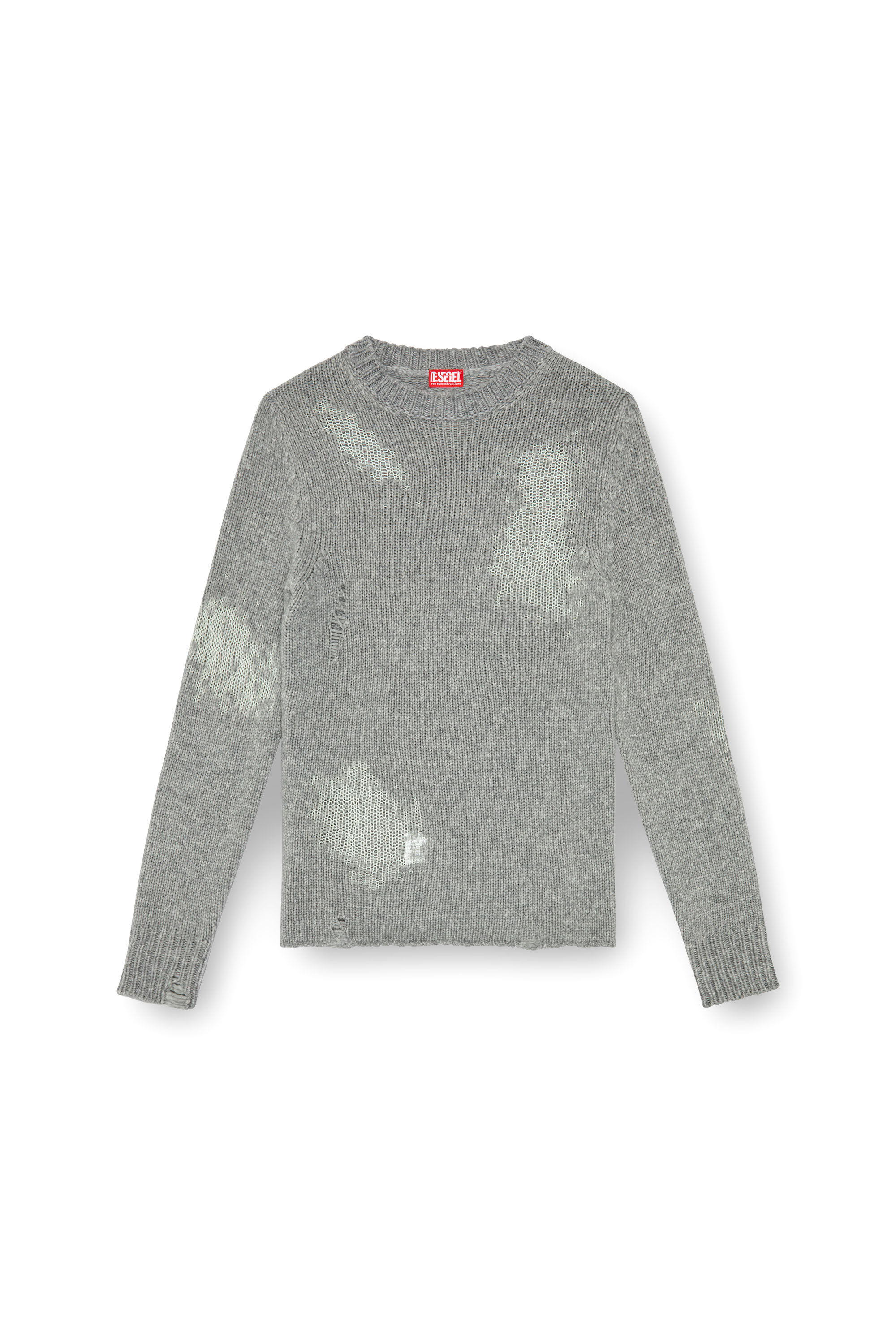 Diesel - K-NORMAN, Maglia distressed in misto lana Uomo in Grigio - 2