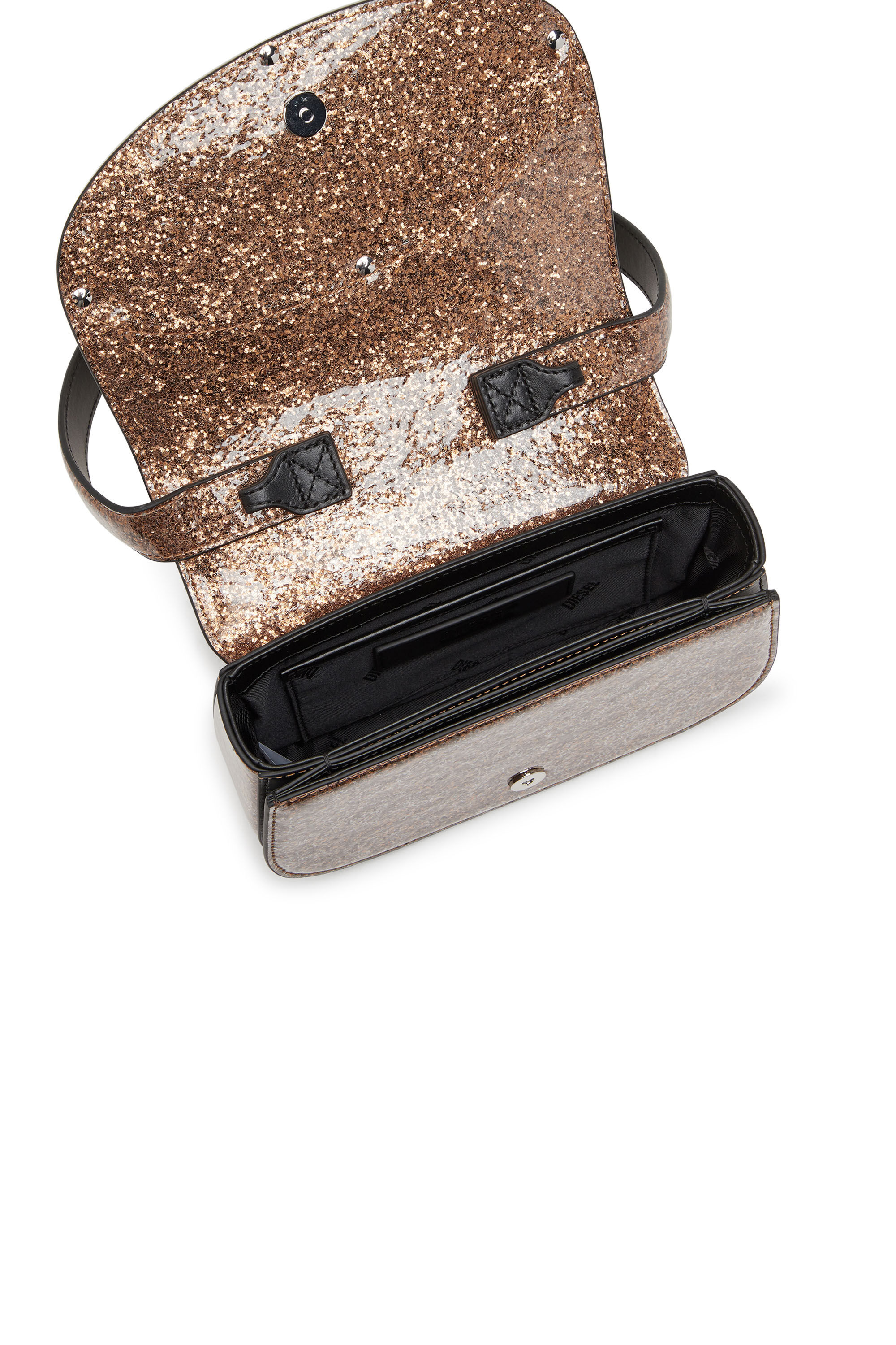 Diesel - 1DR, 1DR-Iconica borsa a spalla con macro glitter Donna in Marrone - 5