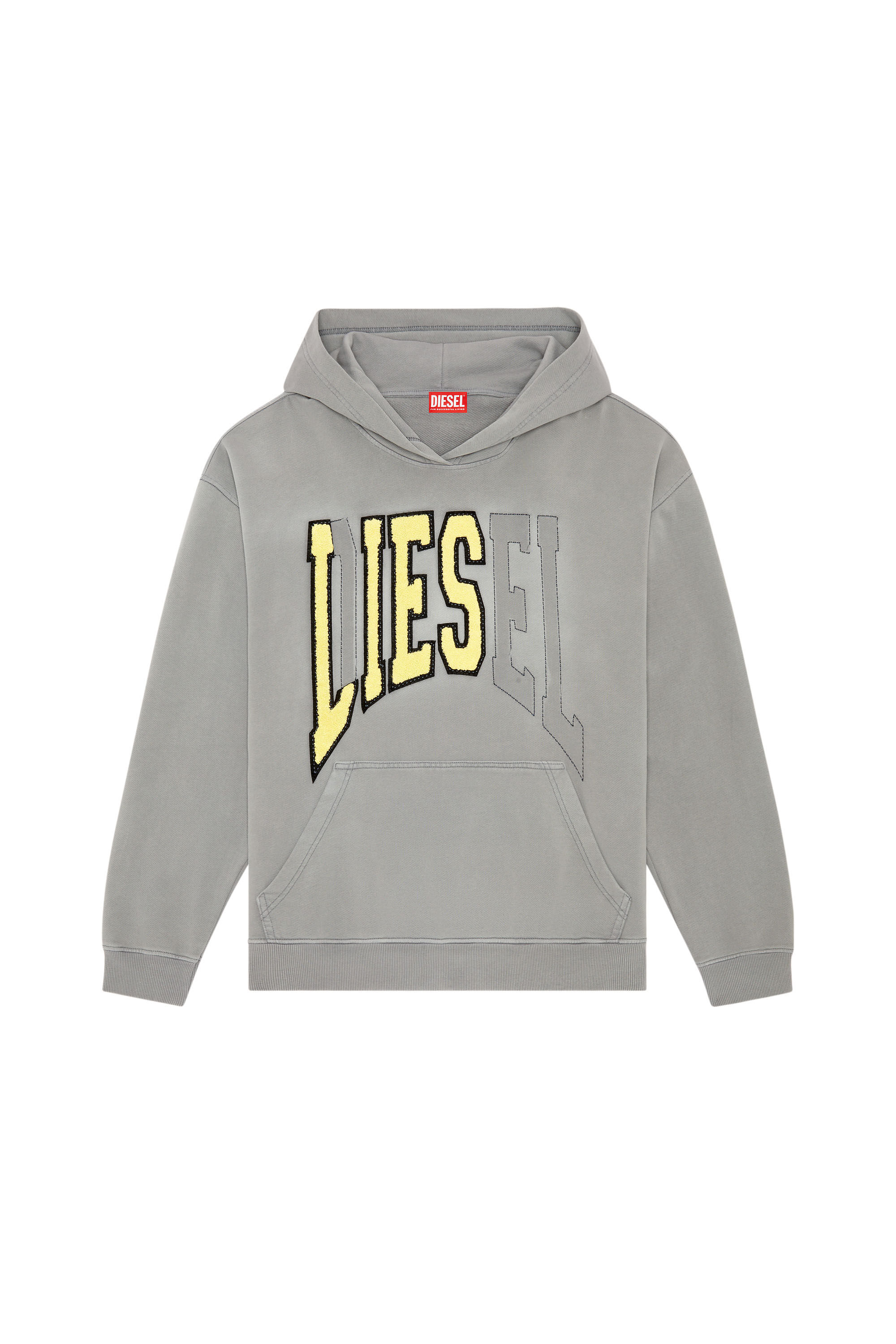 Diesel - S-BOXT-HOOD, Hoodie college con patch LIES Uomo in Grigio - 2