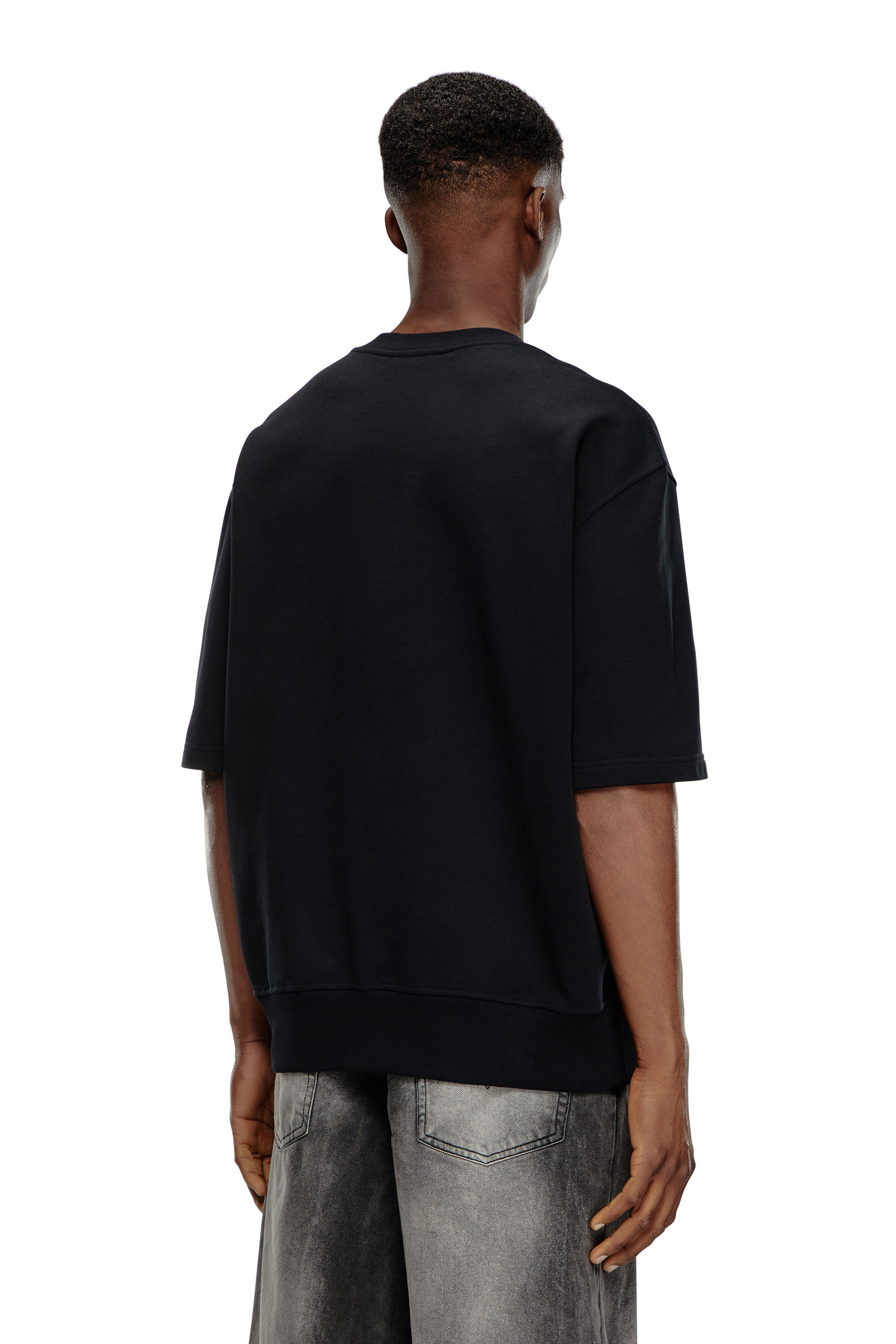 Men's Short-sleeve sweatshirt with metallic logo | Black
