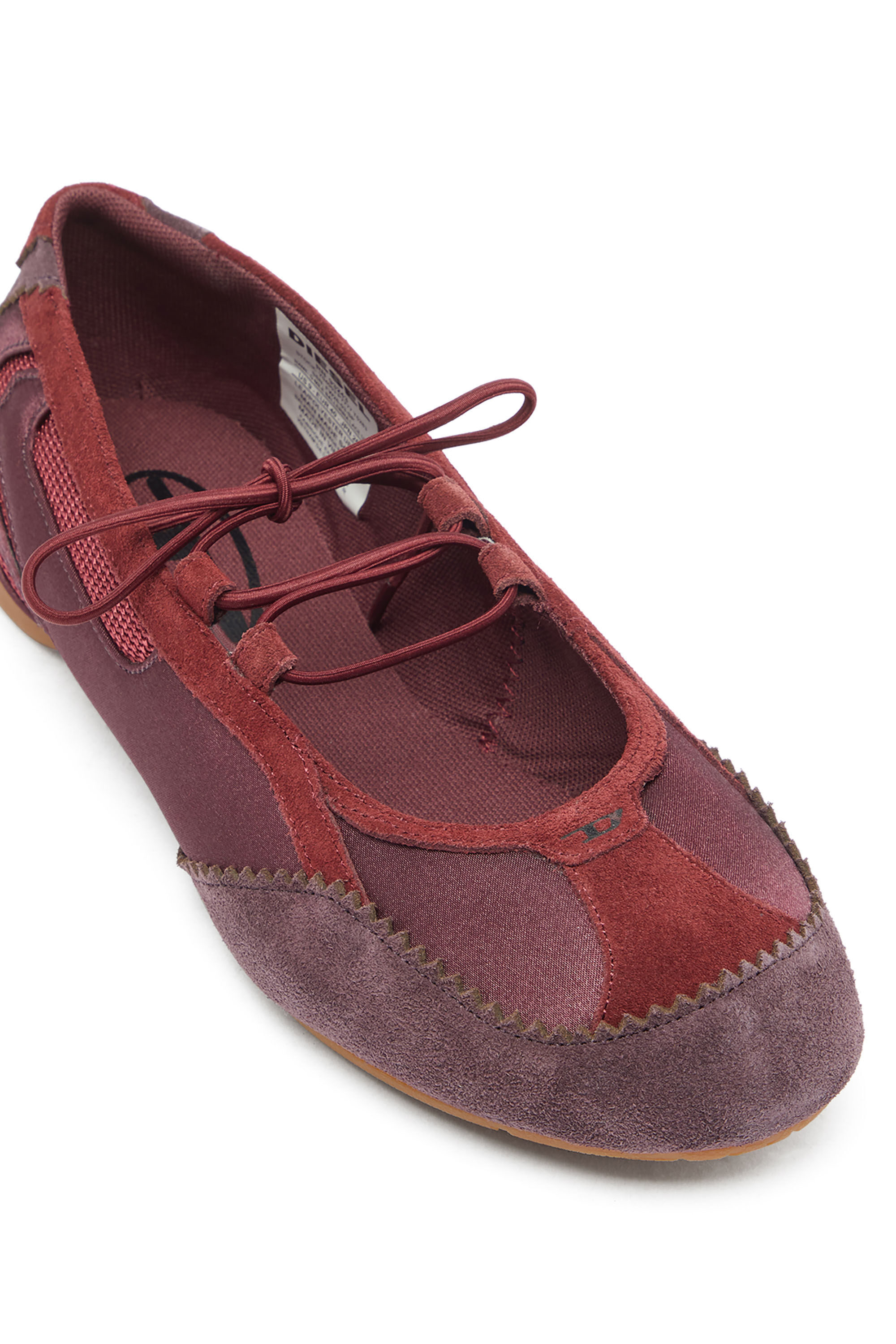 Diesel - D-MILE BALLERINA LACE UP II W, D-Mile - Ballerine stringate in pelle e mesh Donna in Rosso - 6