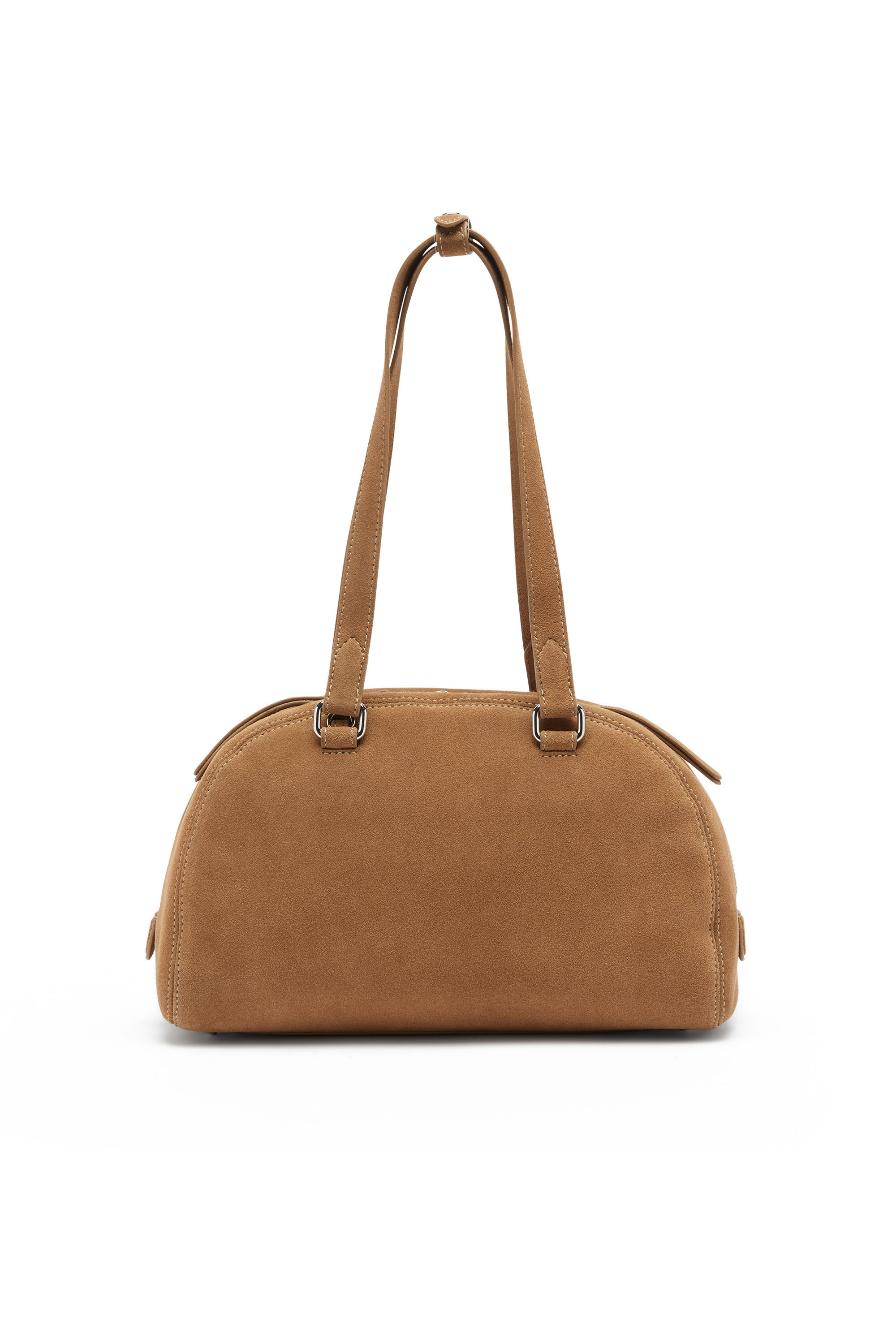 Diesel - 1DR DOME SHOULDER, 1DR Dome- Borsa a spalla scamosciata con Logo Oval D Unisex in Beige - 3