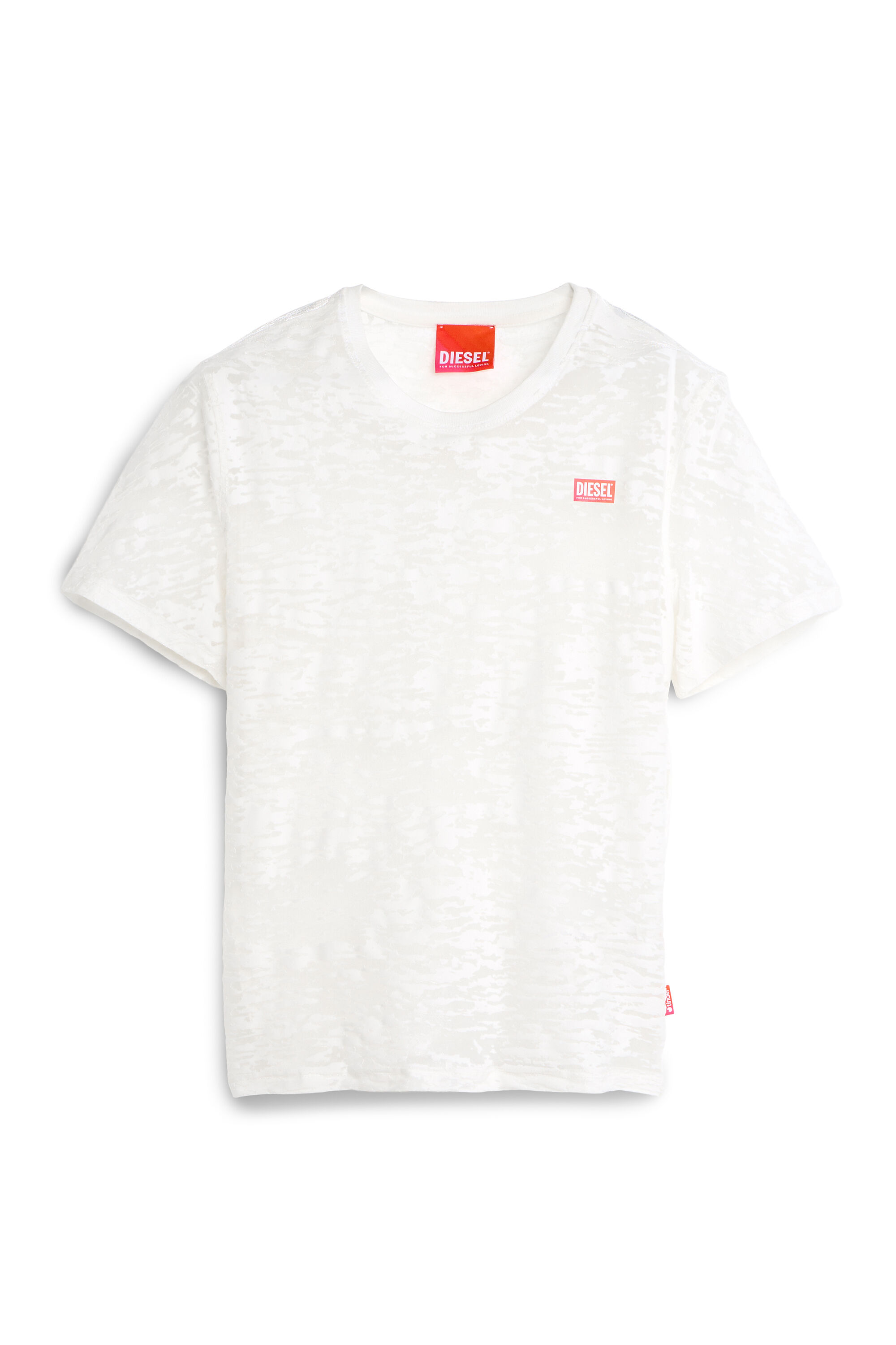 Diesel - PR-T-NOTS-MATI-R, T-shirt in jersey devor&eacute; all-over Unisex in Bianco - 2