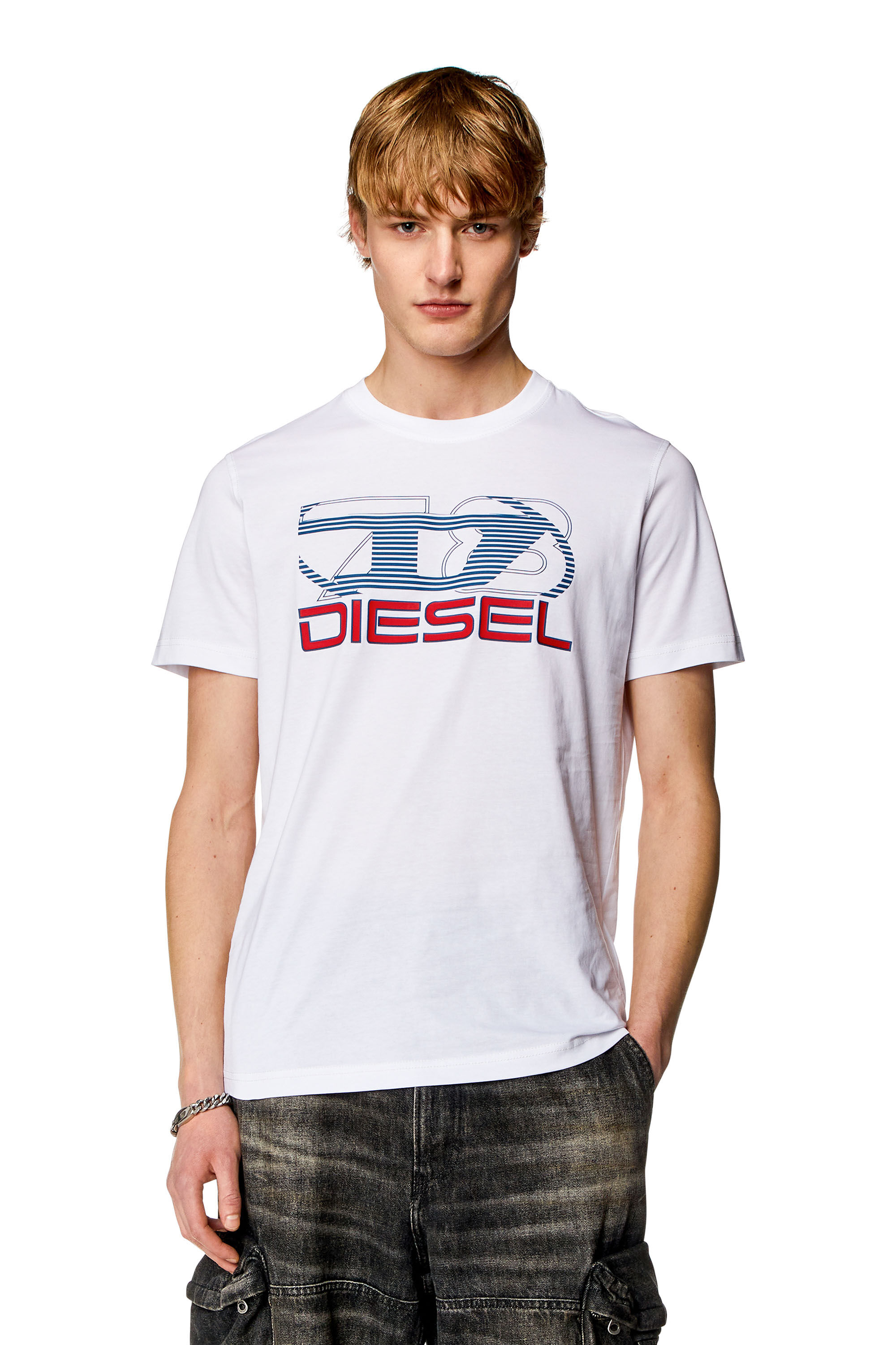 Diesel - T-DIEGOR-K74, Man T-shirt with Oval D 78 print in White - Image 3