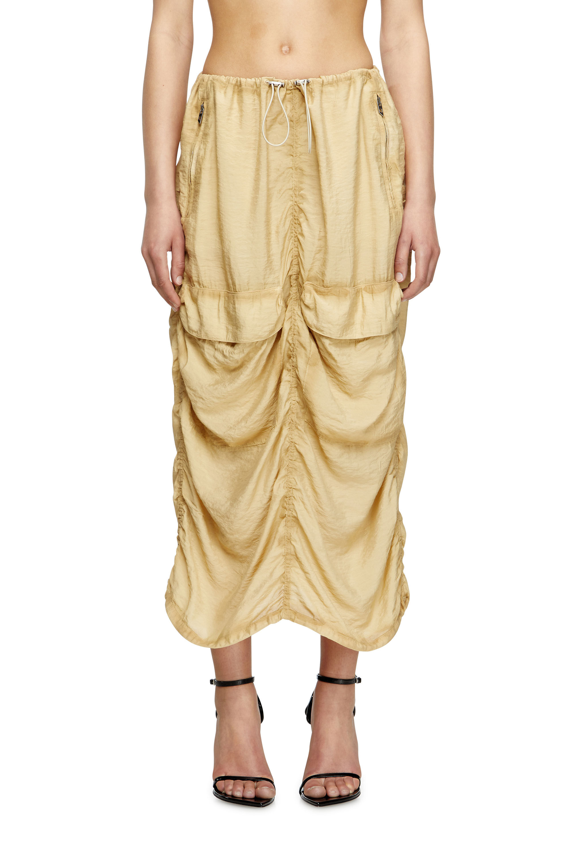 Diesel - O-RACLE, Gonna cargo in viscosa-nylon trattata Donna in Beige - 3