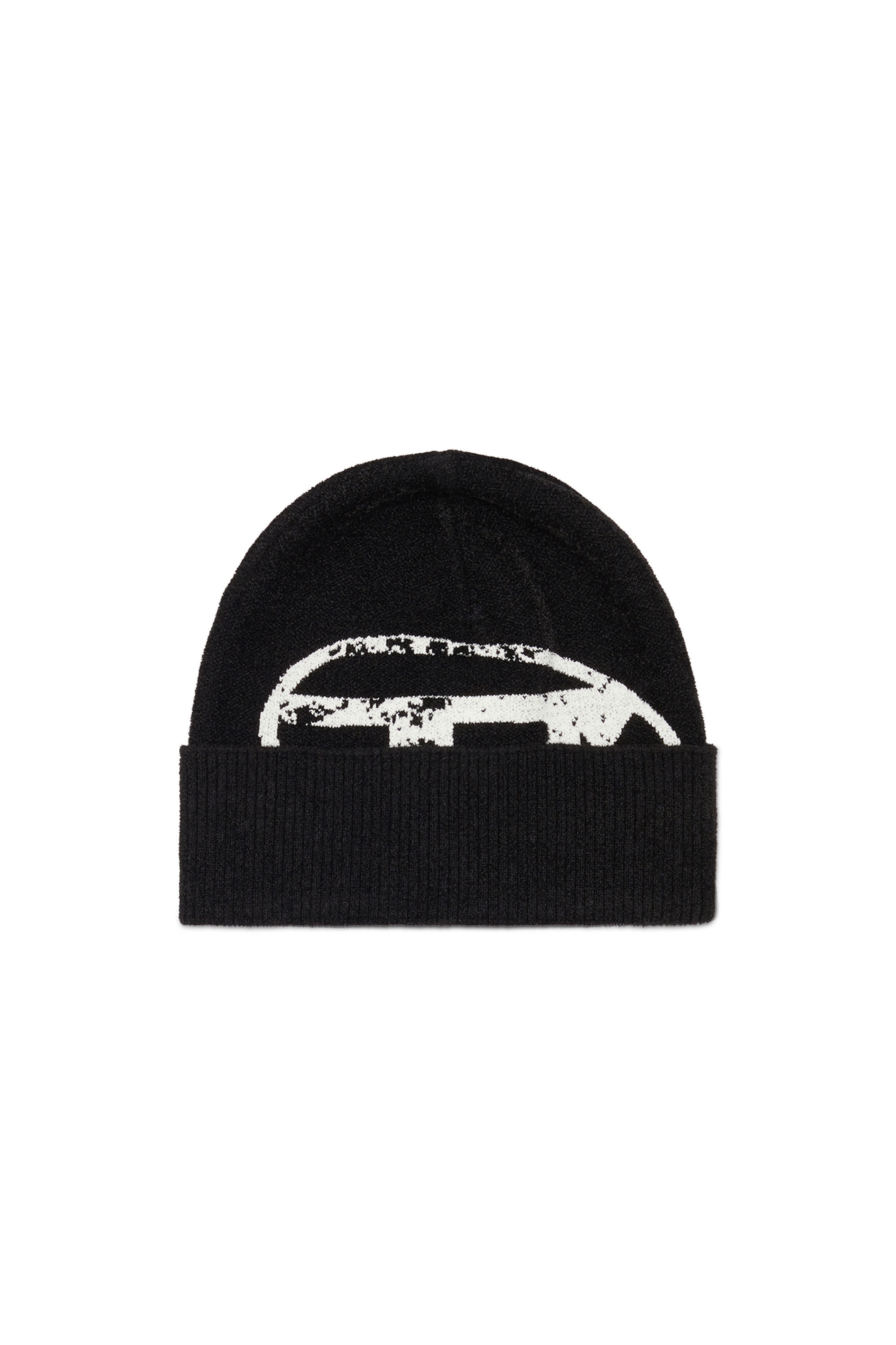 Diesel - K-URIUS, Unisex Beanie with distressed oval D logo in Black - Image 1