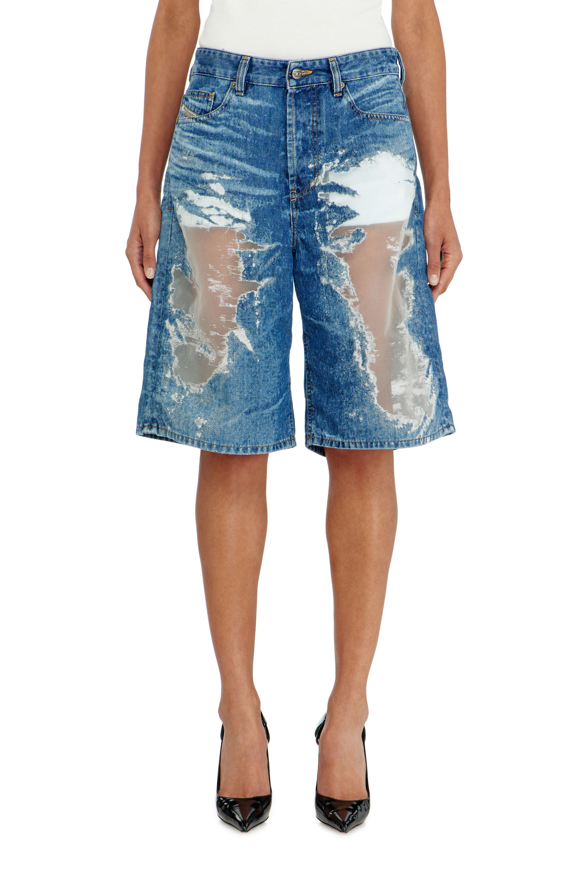 Diesel - PR-DE-SIRE-SHORT, Pantaloni corti in denim devor&eacute; Unisex in Blu - 5