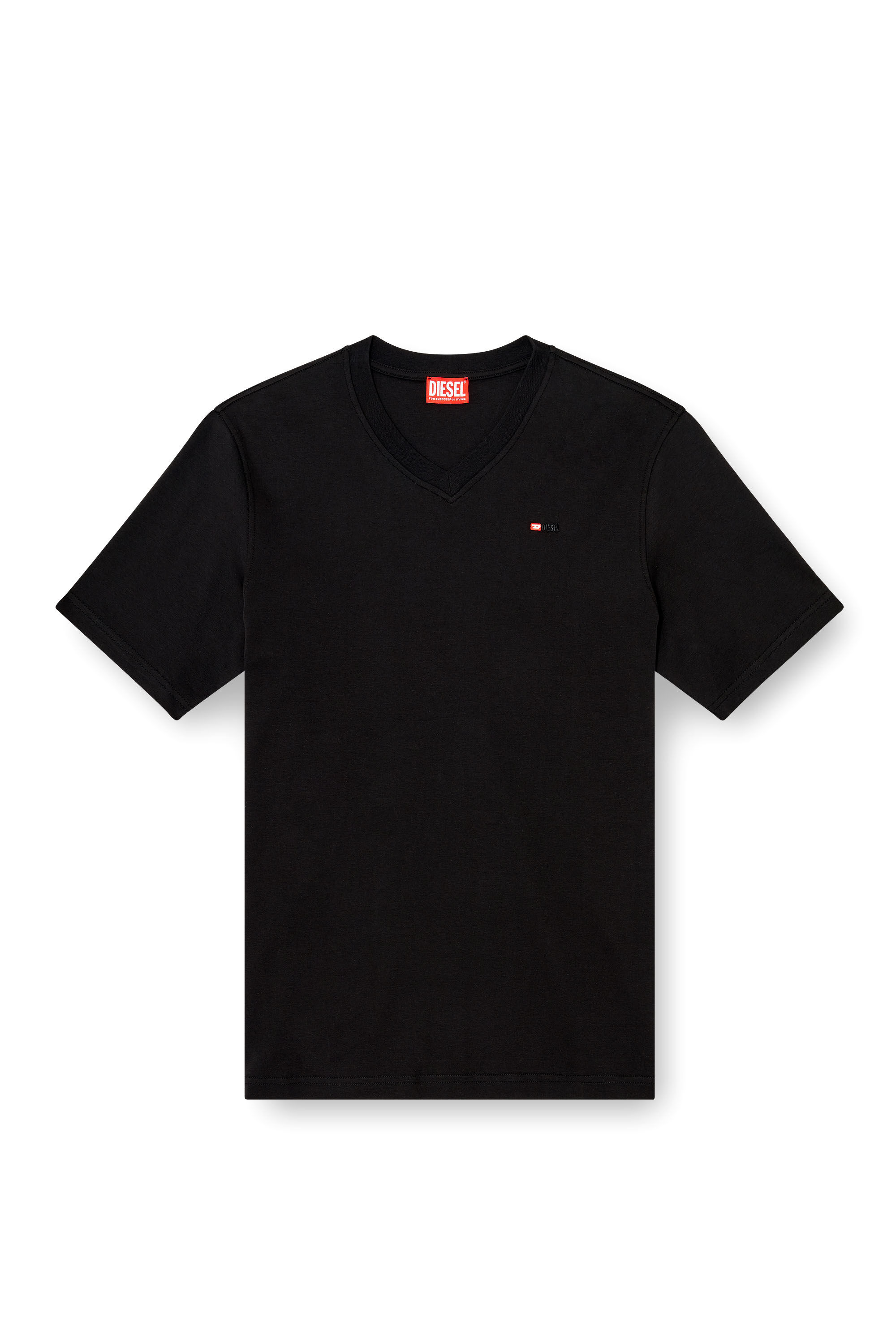 Diesel - T-ADJUST-V-MICRODIV, T-shirt con scollo a V con micro ricamo logo Uomo in Nero - 2