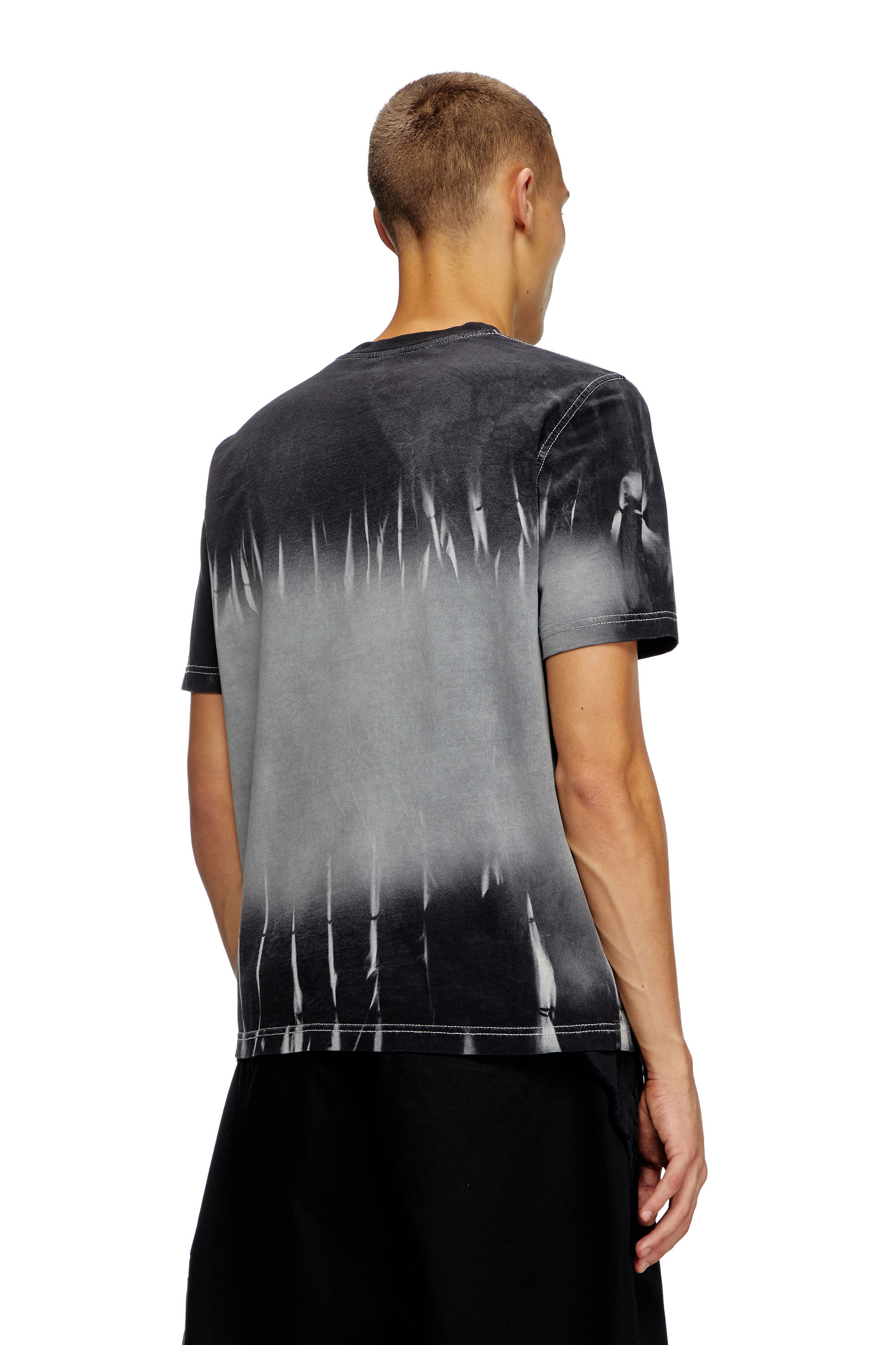 T shirt tie dye con ricamo logo Uomo Nero Diesel