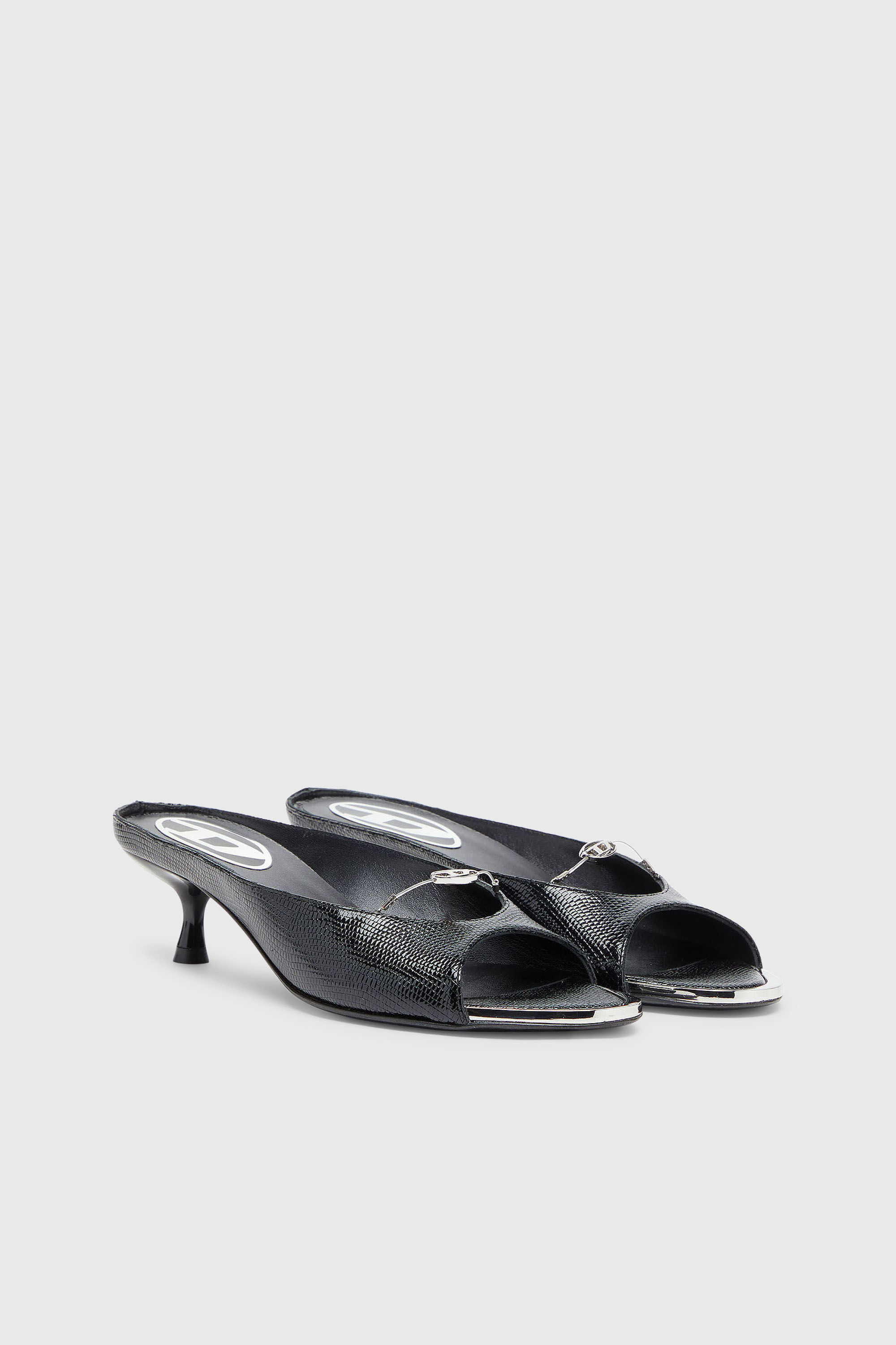 Diesel - D-DIAM'S-SA-40, D-Diam's - Mule in pelle con Oval D sospeso Donna in Nero - 2