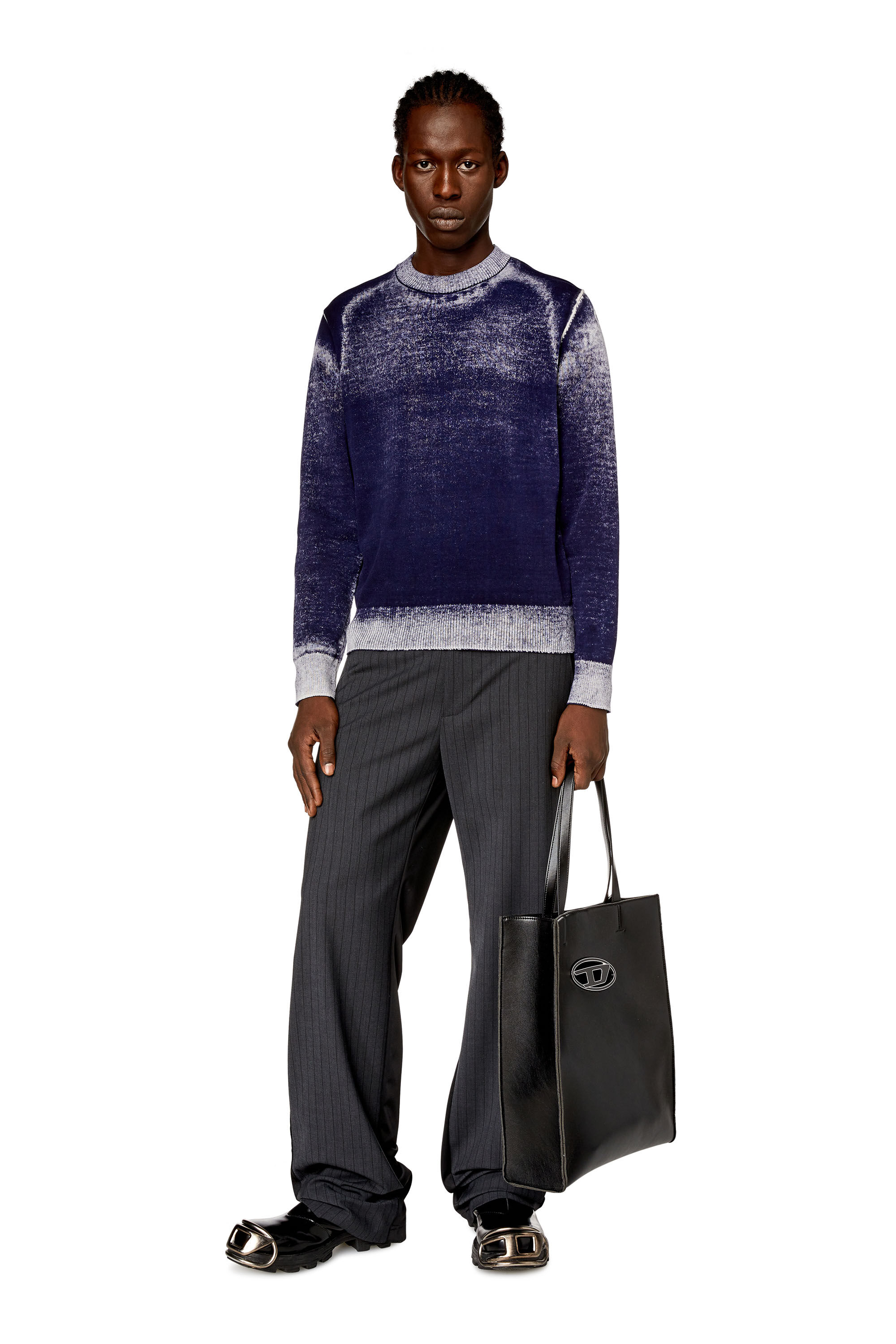 Diesel - K-LARENCE-B, Maglia in cotone stampata al contrario Uomo in Blu - 1