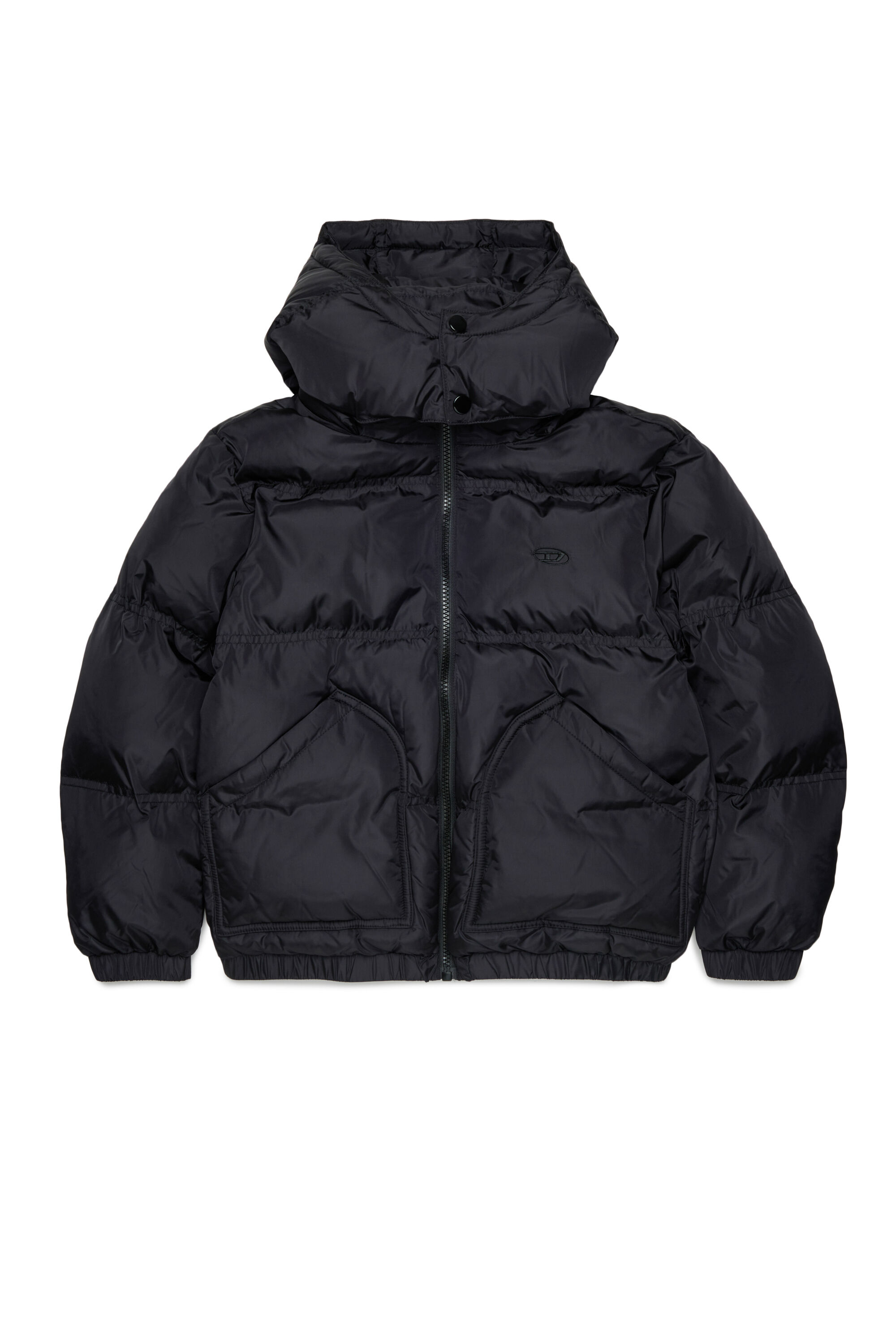 Diesel - JRIVON, Piumino con cappuccio e tasche oversize Unisex in Nero - 1