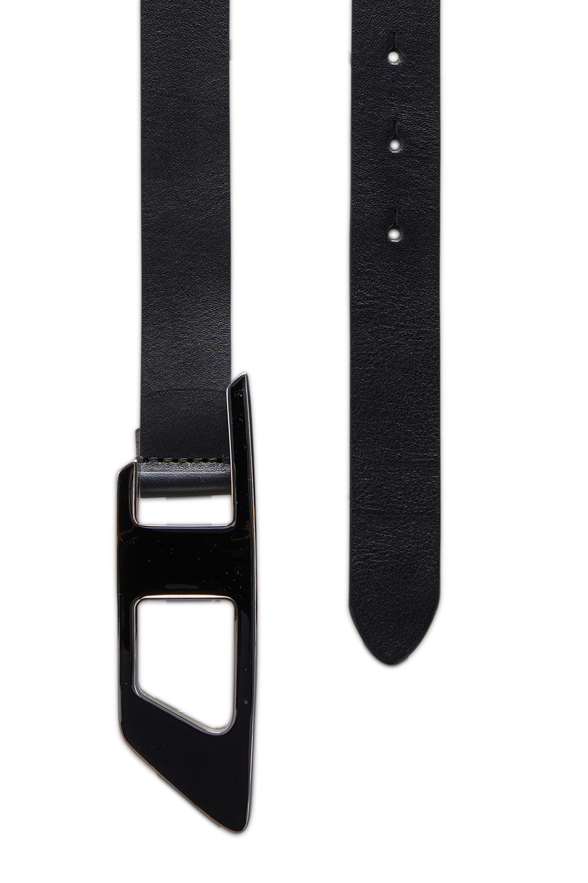 DIESEL☆ Leather belt with enamelled D buckle ブラック Women's 2.4cm leather belt with enamelled buckle | Black