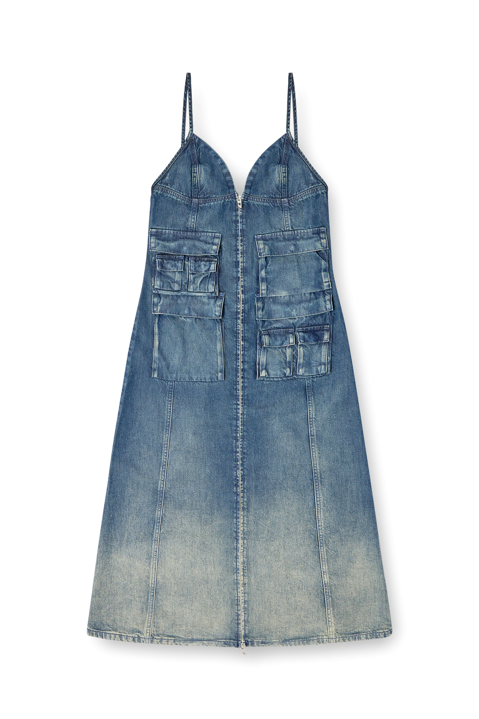 Diesel - DE-MELVI-S, Woman's Dress in fluid laser-worn denim in Medium blue - 2