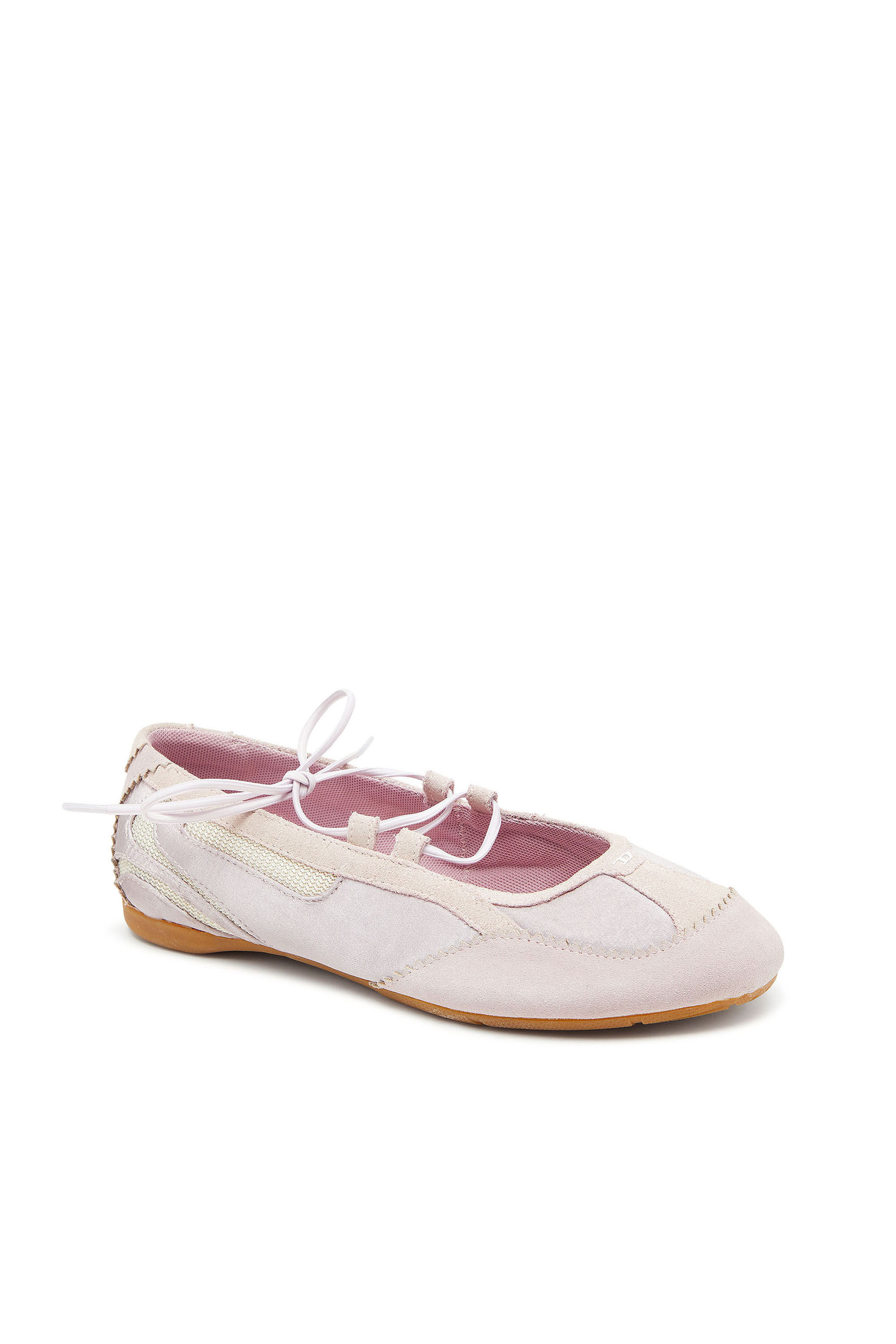 Diesel - D-MILE BALLERINA LACE UP II W, D-Mile - Ballerine stringate in pelle e mesh Donna in Rosa - 6