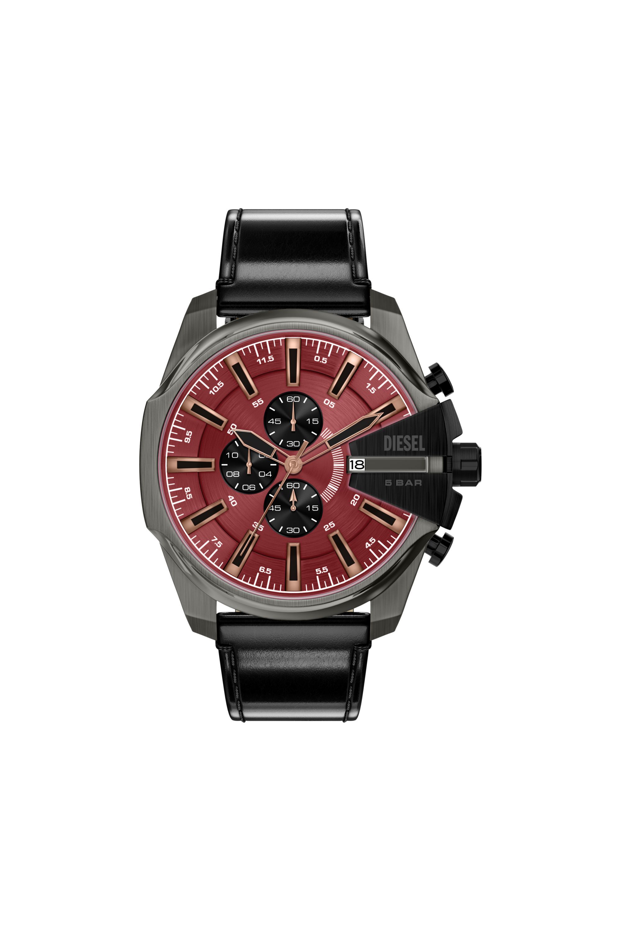 Diesel - DZ4714 WATCH, Orologio Mega Chief  Slim in pelle nera Uomo in Nero - 1