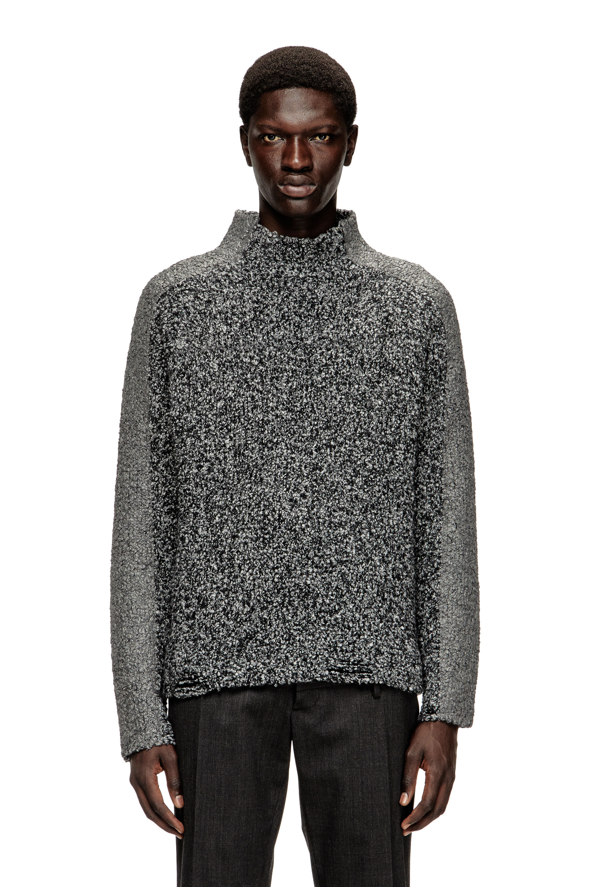 Diesel - K-ERLAND, Maglia bouclé con bande sulle maniche Uomo in Nero - 3