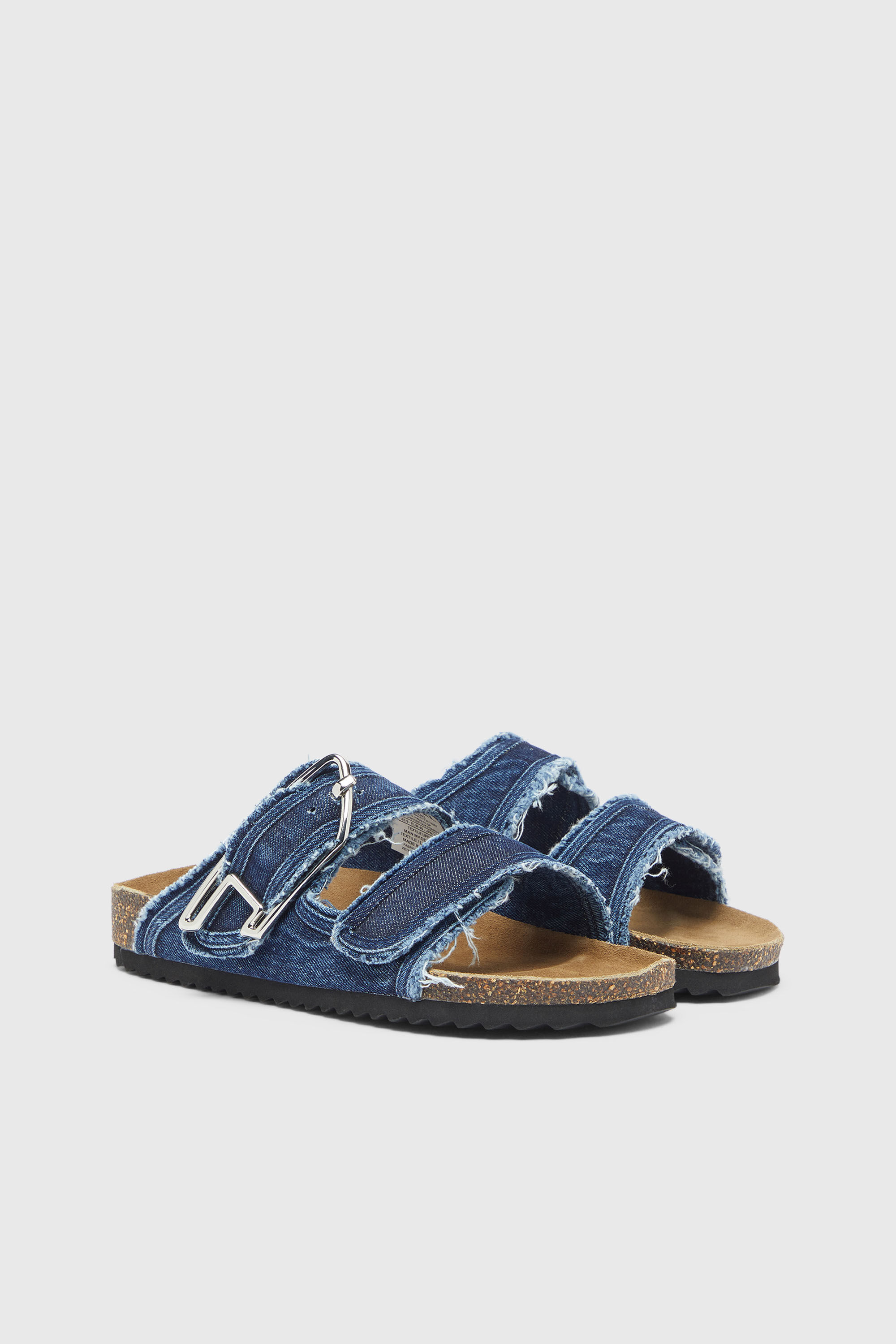 Diesel - D-WOODSTOCK D SANDAL W, D-Woodstock - Ciabatte con fasce in denim a taglio vivo Donna in Blu - 2