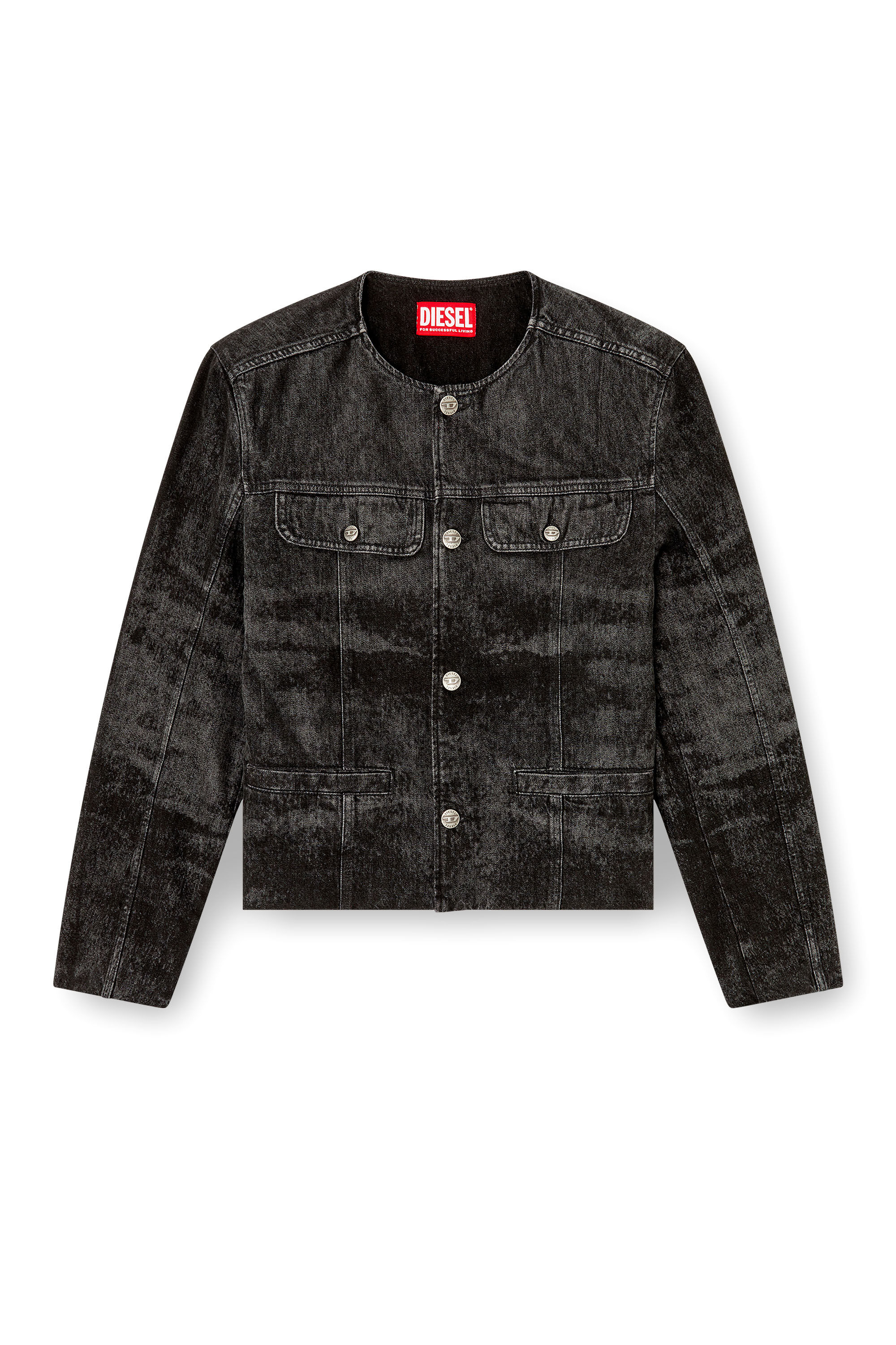 Diesel - D-ABERDEEN-FSH2, Giacca in denim e canapa laserato Uomo in Nero - 2