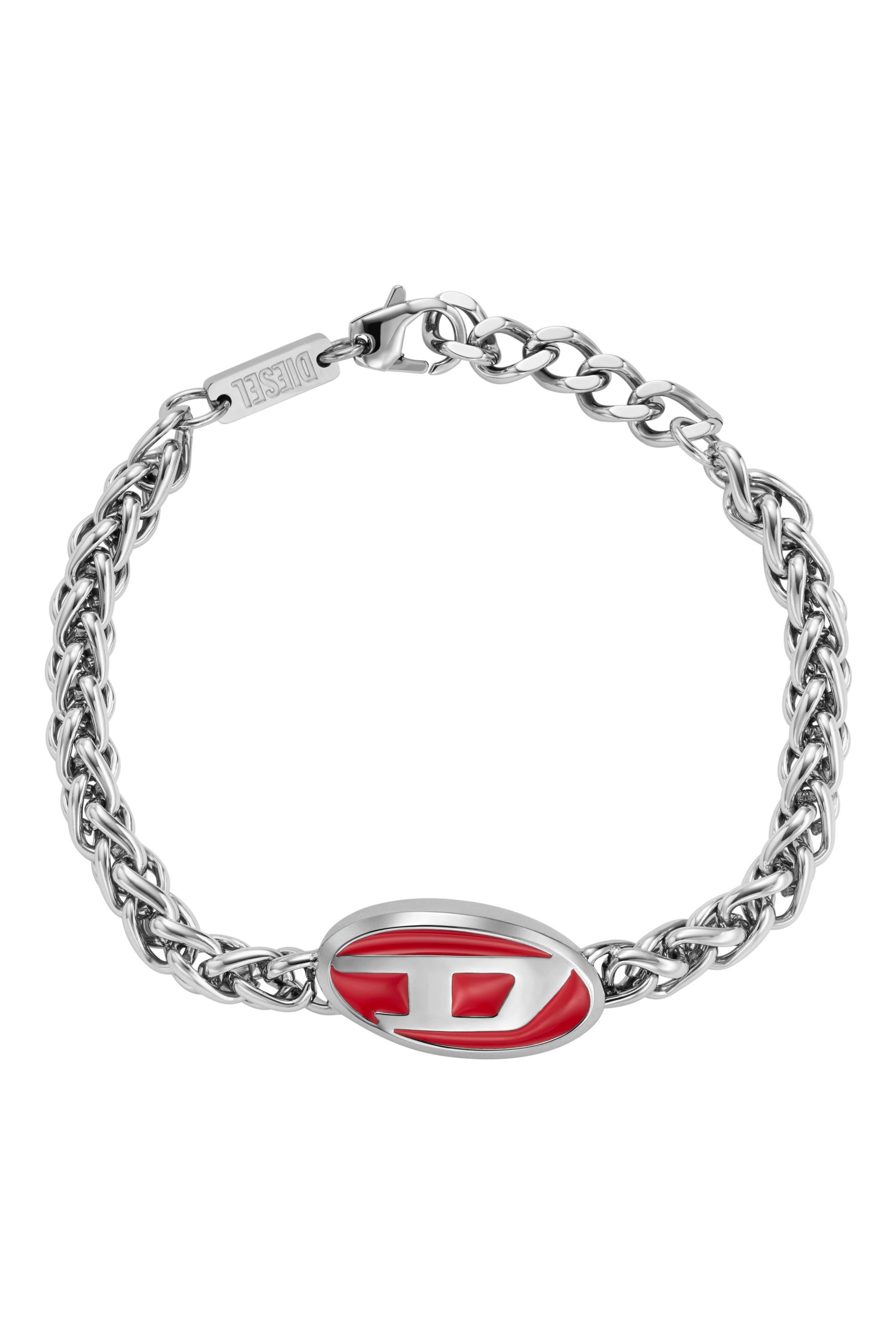 Diesel - DX1445, Bracciale rosso a catena in acciaio inossidabile Unisex in Argento - 1