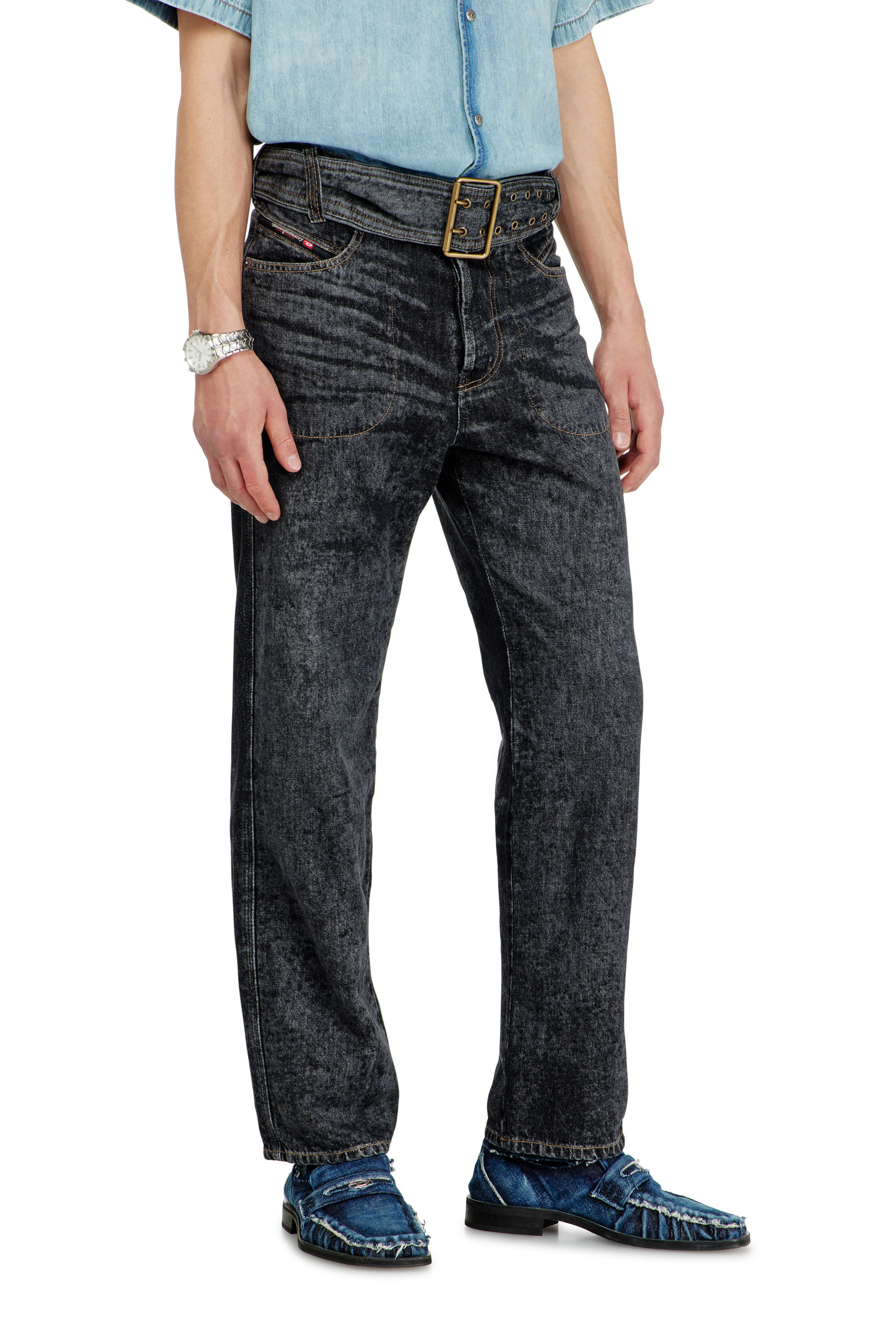 Diesel - Relaxed Jeans D-Marcus 09Q24 Uomo, Nero/Grigio scuro - Image 7