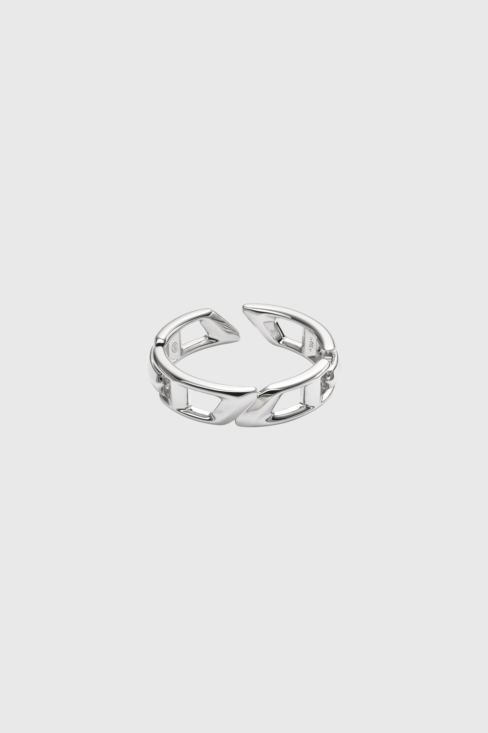 Diesel - DL1349040 STERLING SILVER JEWEL, Anello a fascia D Logo in argento sterling Unisex in Argento - 2