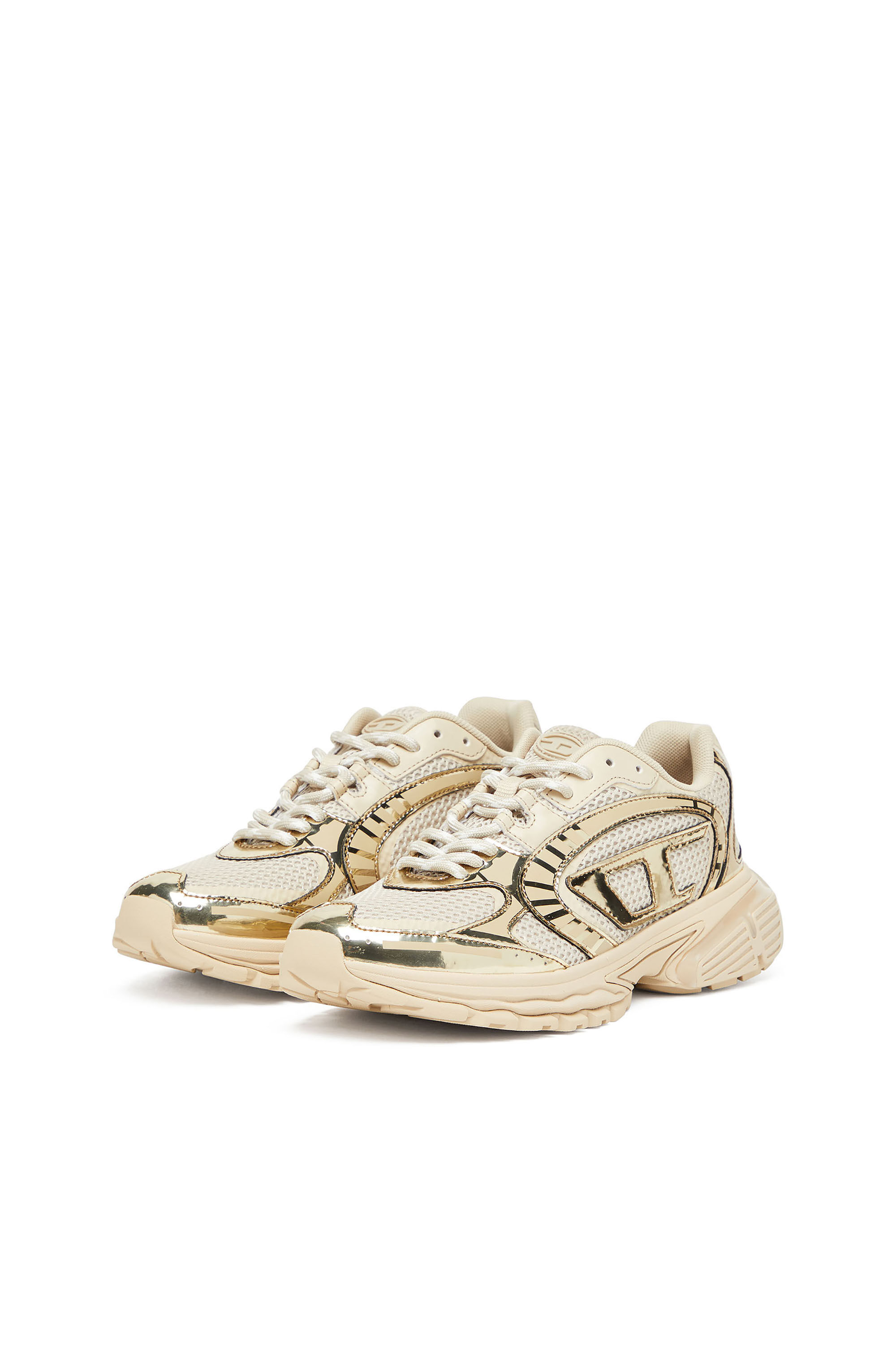 Diesel - S-PRO-V-DENSE LOW W, S-Pro-V-Dense-Sneaker in rete metallizzata con logo Oval D Donna in Beige - 8