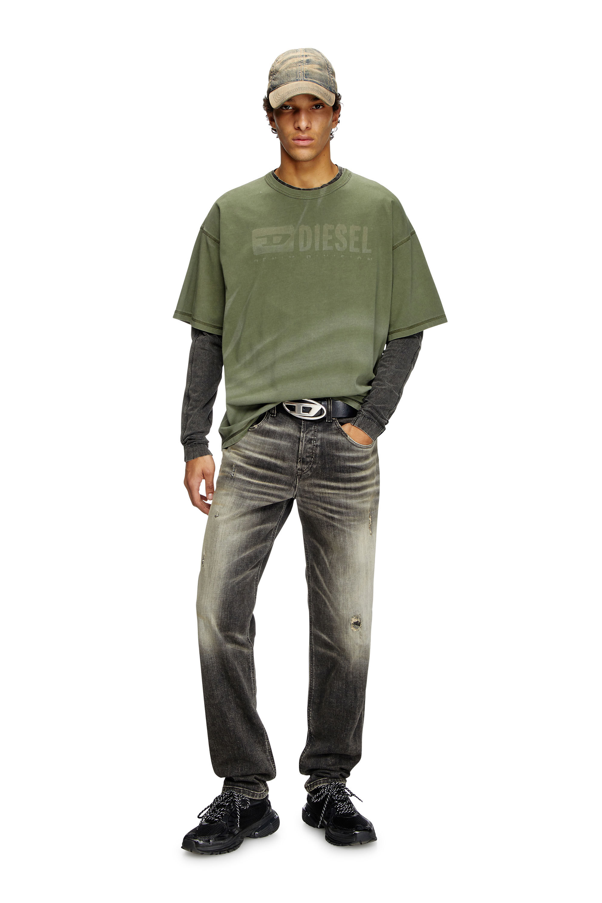Diesel - T-ADJUST-R13, T-shirt con effetti sfumati laser Uomo in Verde - 1