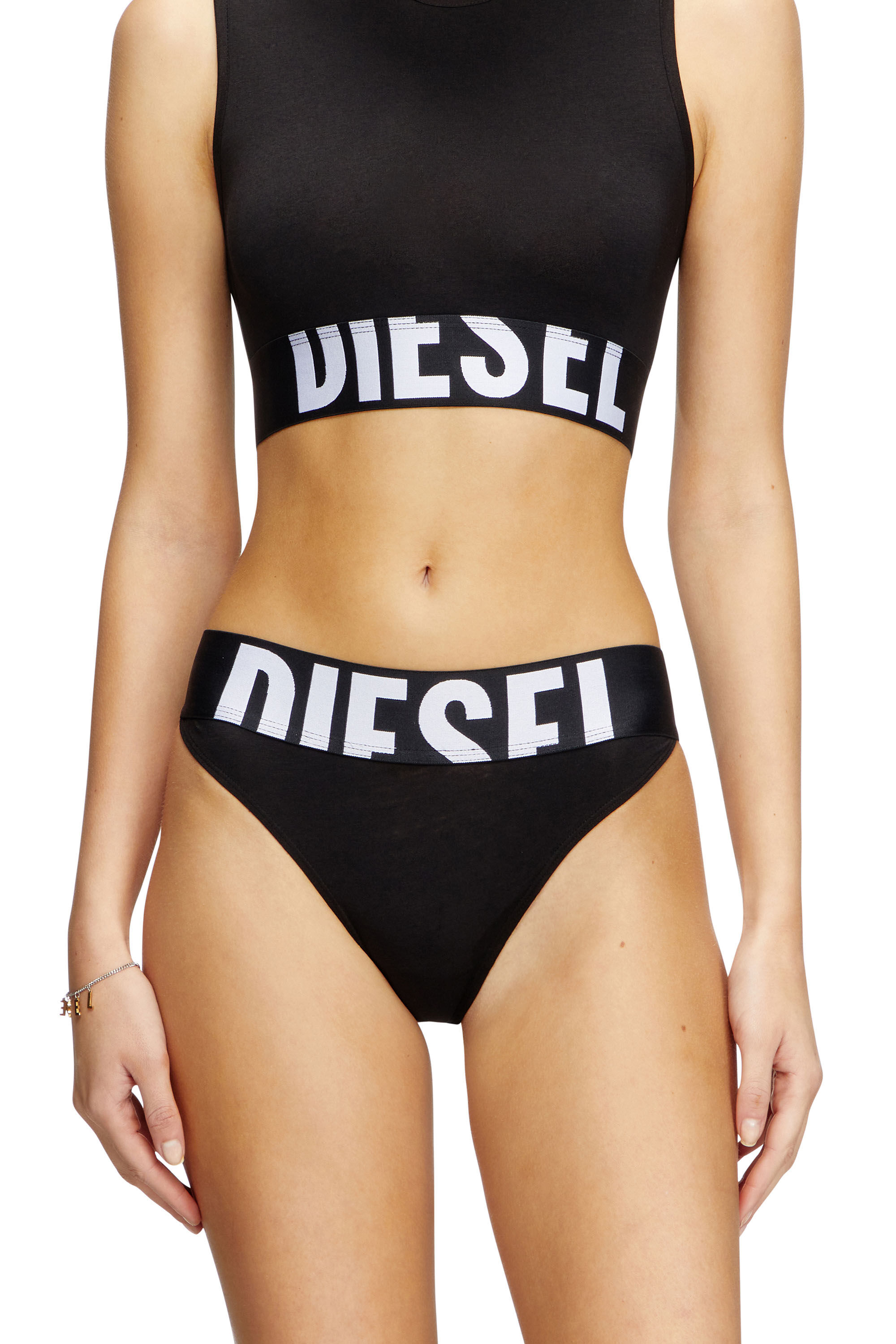 Diesel - LOLA-D-POP-3PACK, Set da tre slip con logo tagliato Donna in Nero - 3
