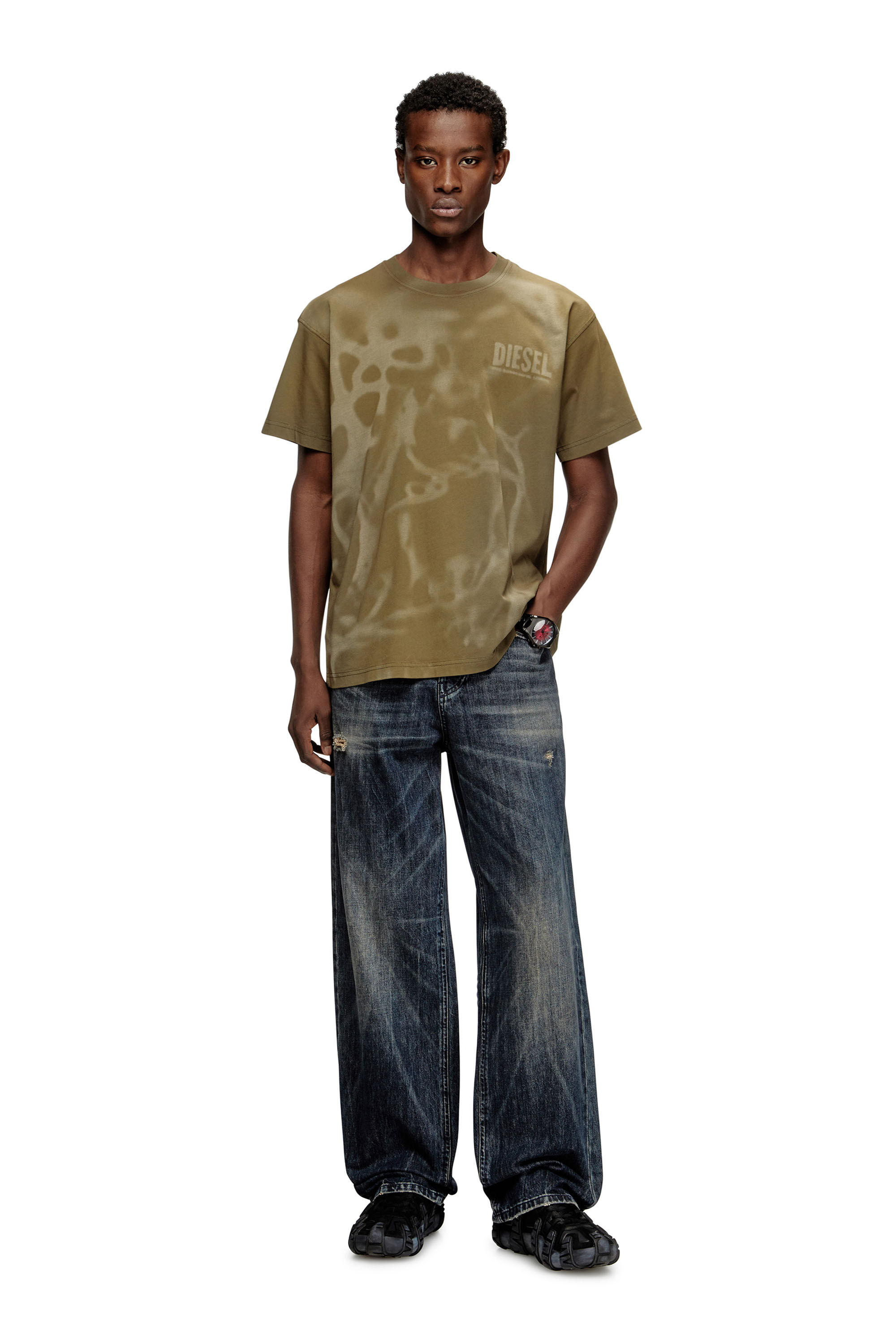 Diesel - T-NORM-V7, T-shirt in cotone con stampa laser Uomo in Beige - 1