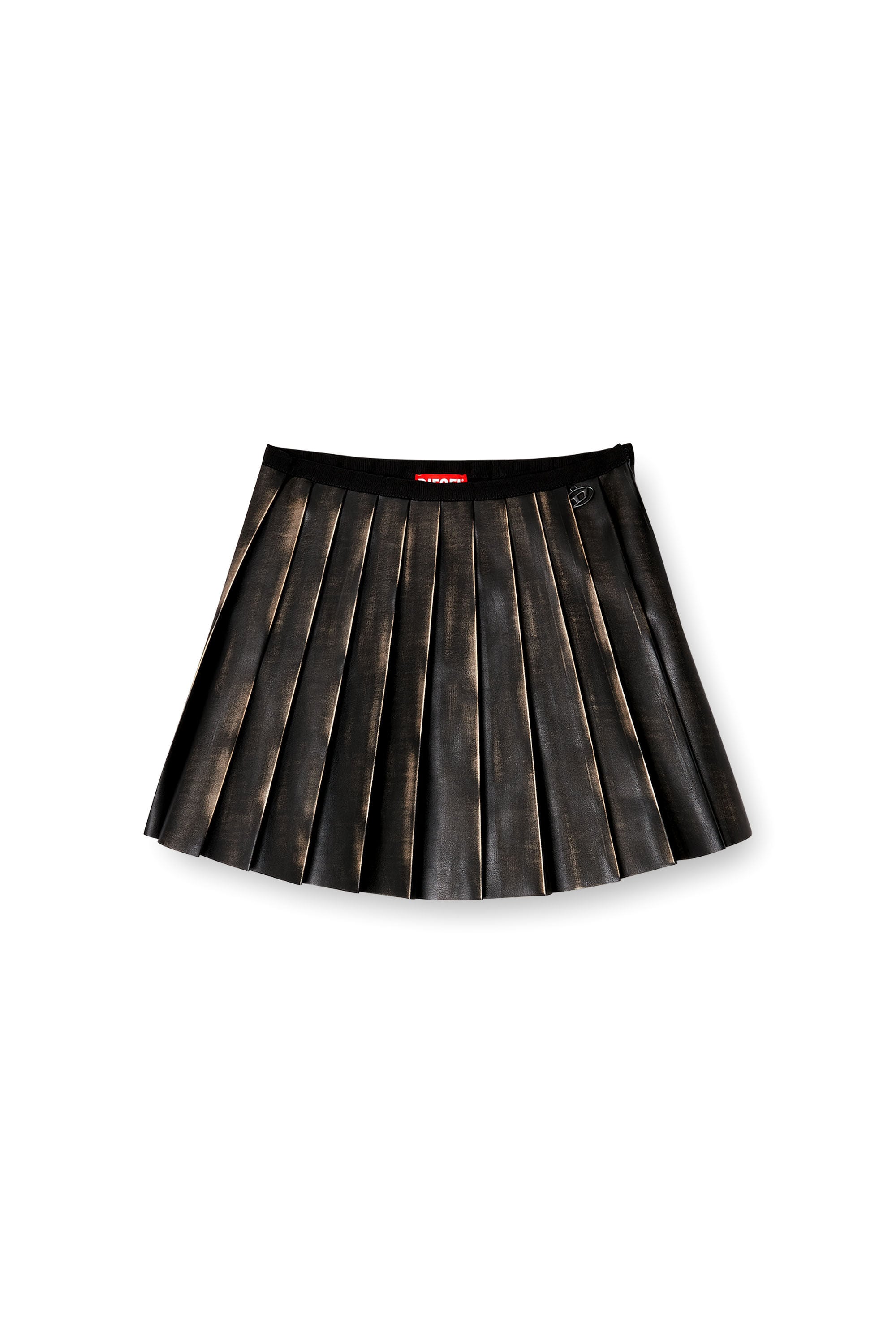Diesel - O-SAKA-MINI, Gonna pliss&eacute; con effetto distressed Donna in Marrone - 2